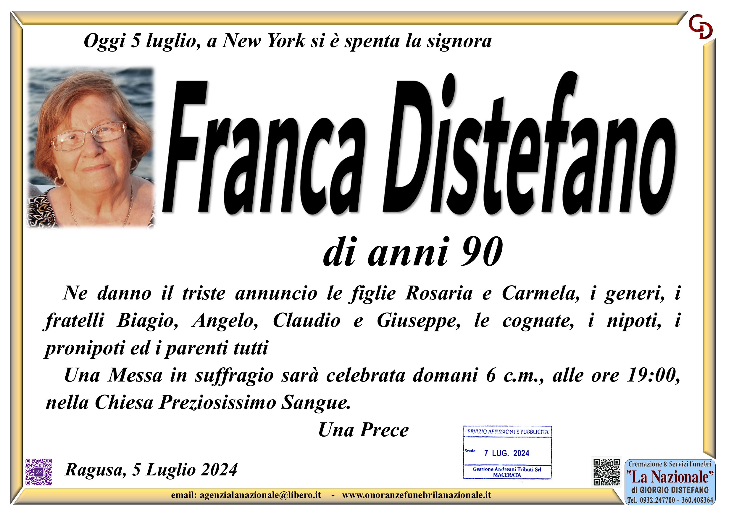 Necrologi: Franca Distefano
