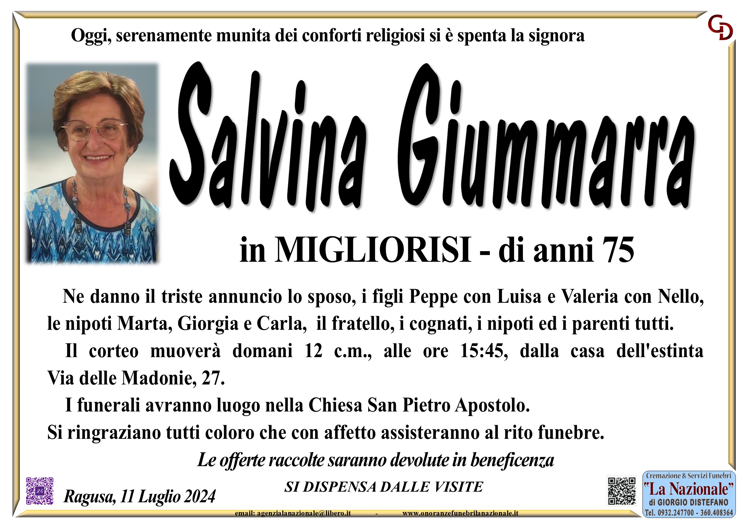 Necrologi: Salvina Giummarra