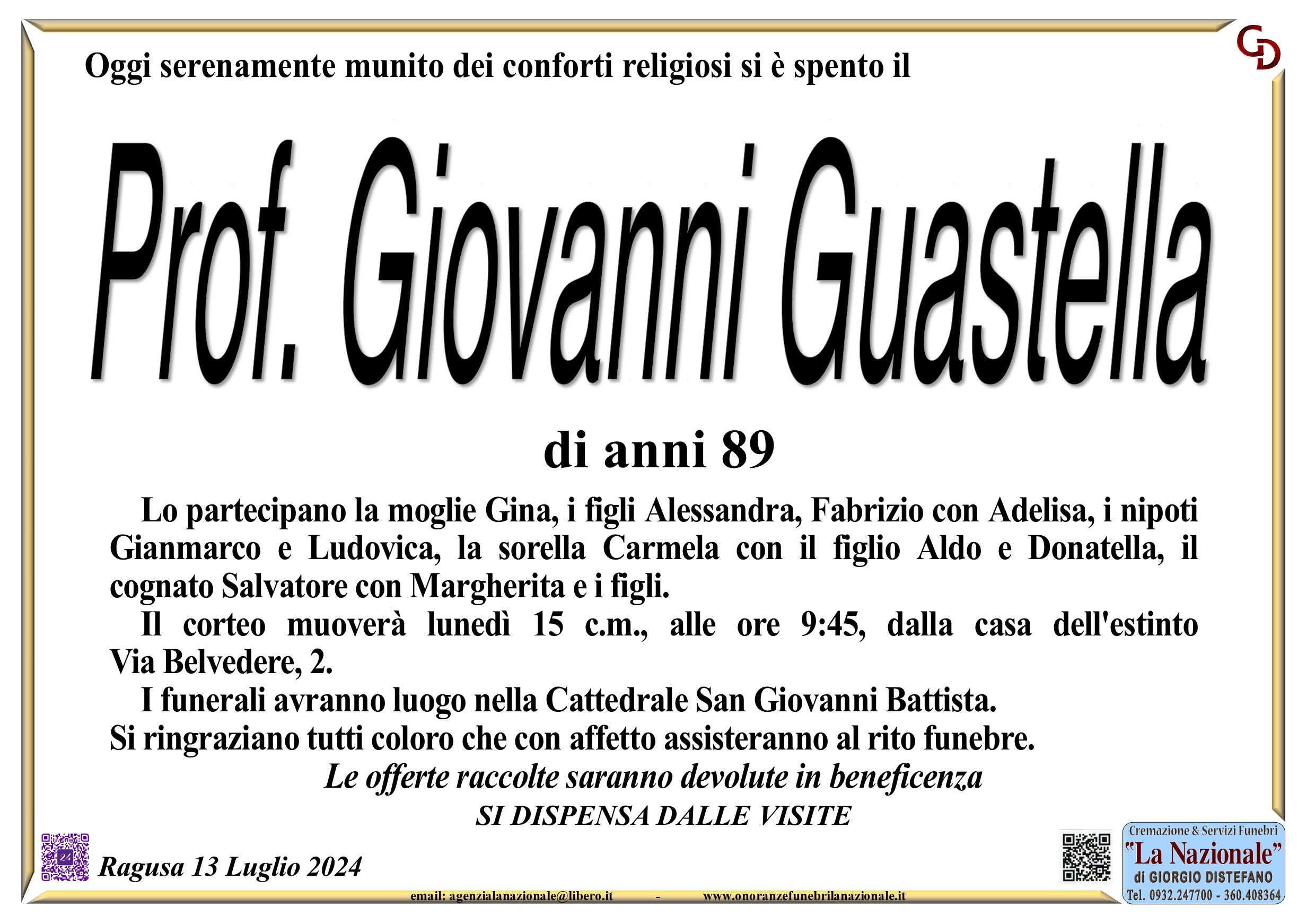Necrologi: Giovanni Guastella