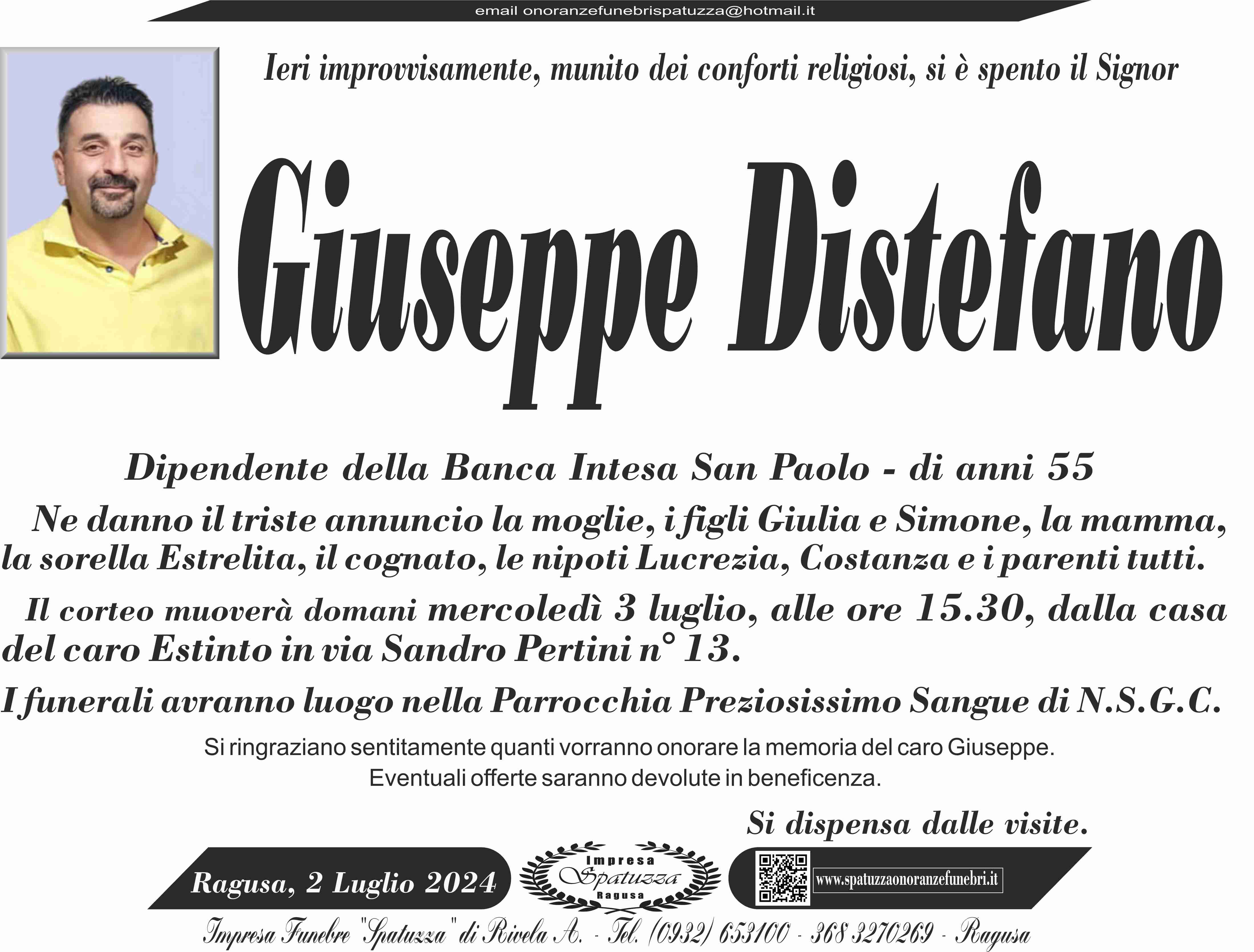 Necrologi: Giuseppe Distefano