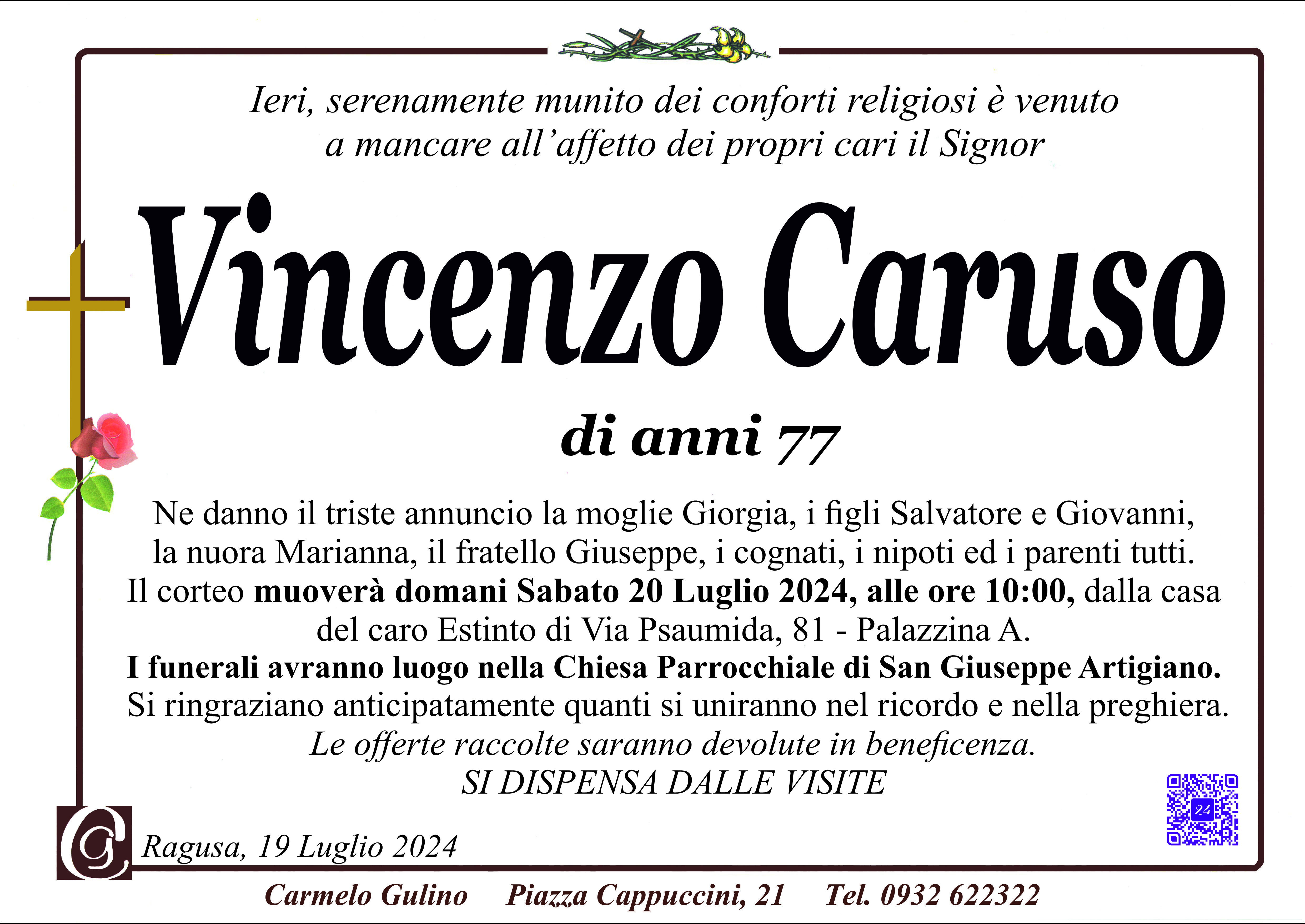Necrologi: Vincenzo Caruso