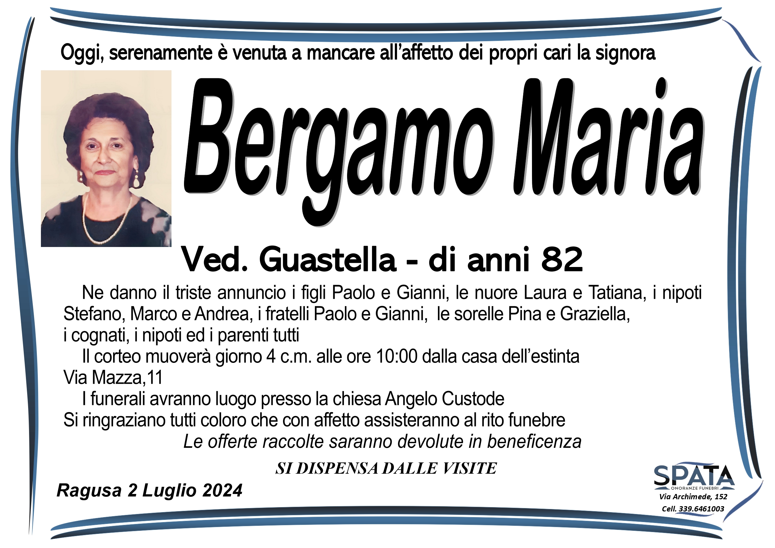 Necrologi: Maria Bergamo