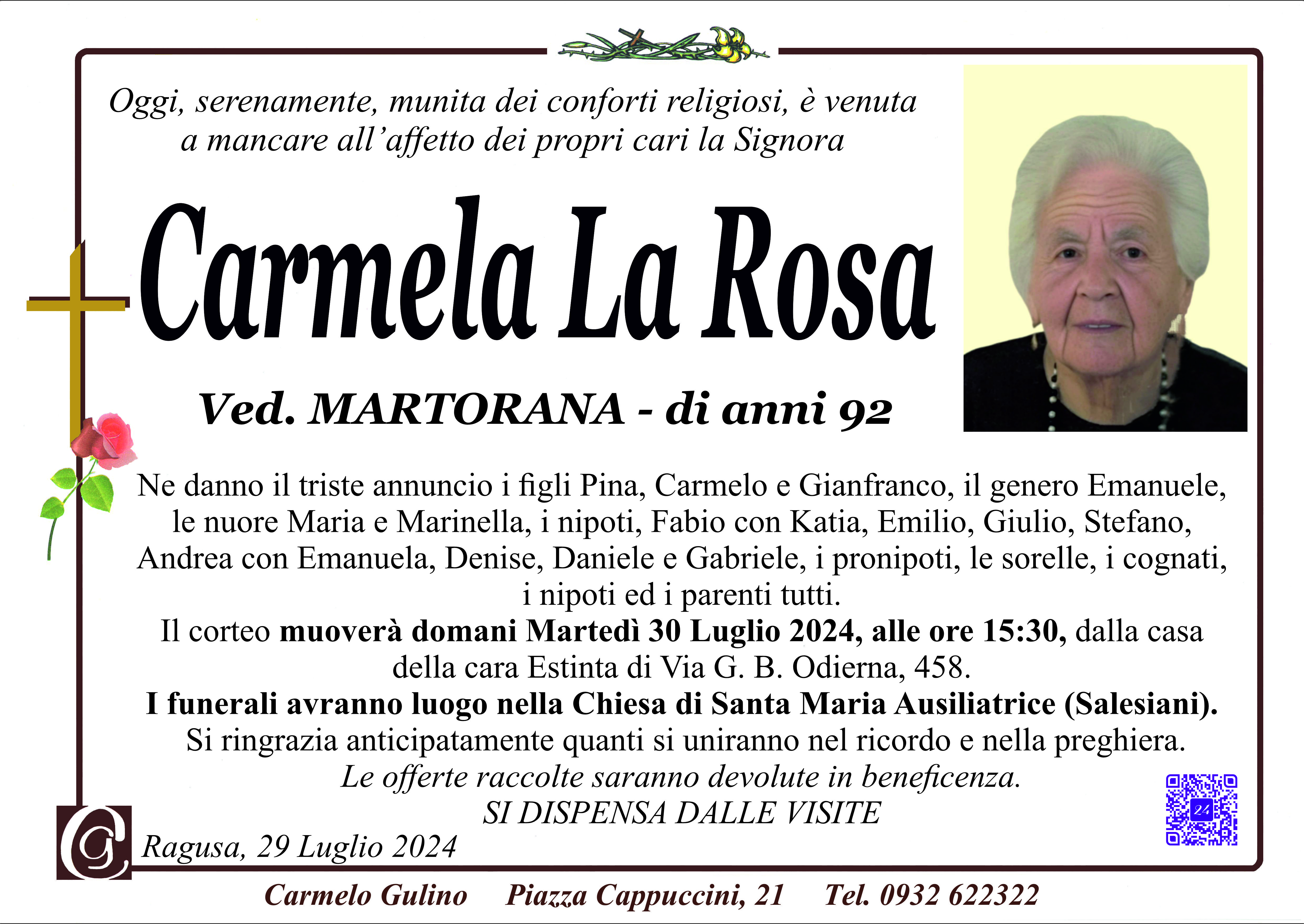 Necrologi: Carmela La Rosa