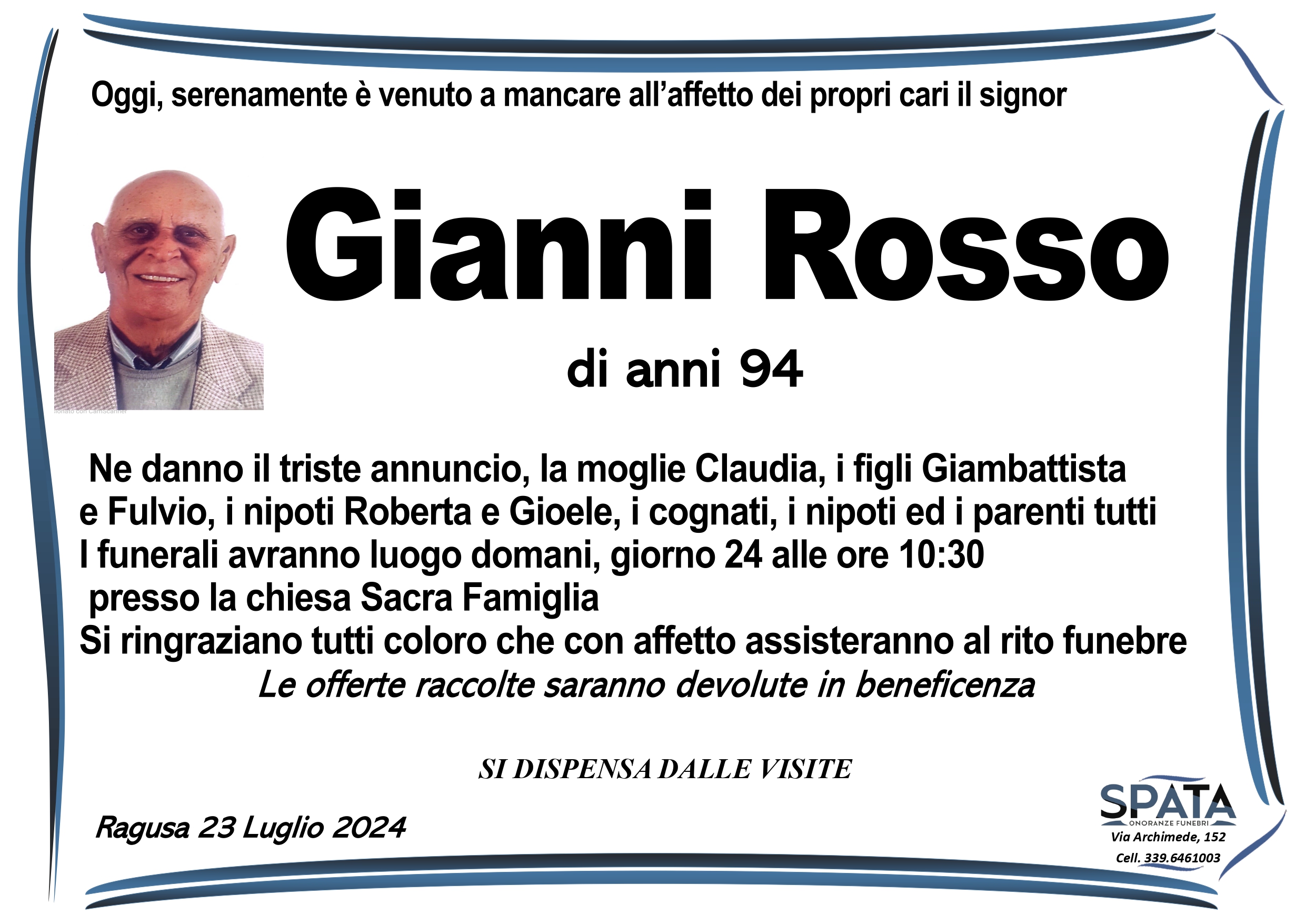 Necrologi: Gianni Rosso