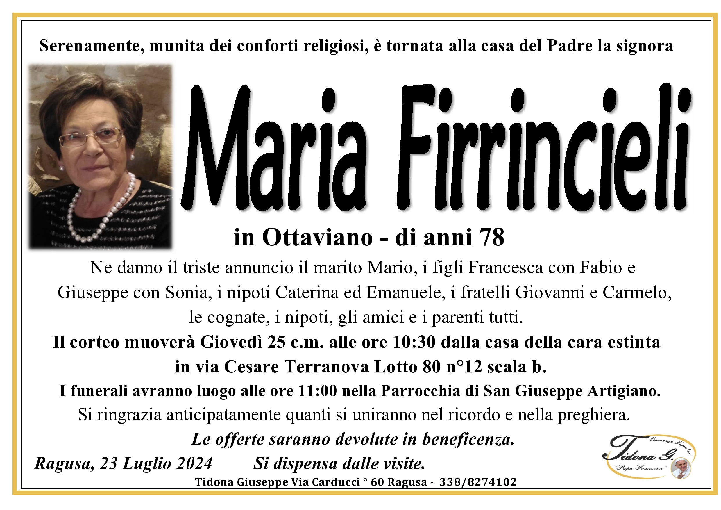 Necrologi: Maria Firrincieli