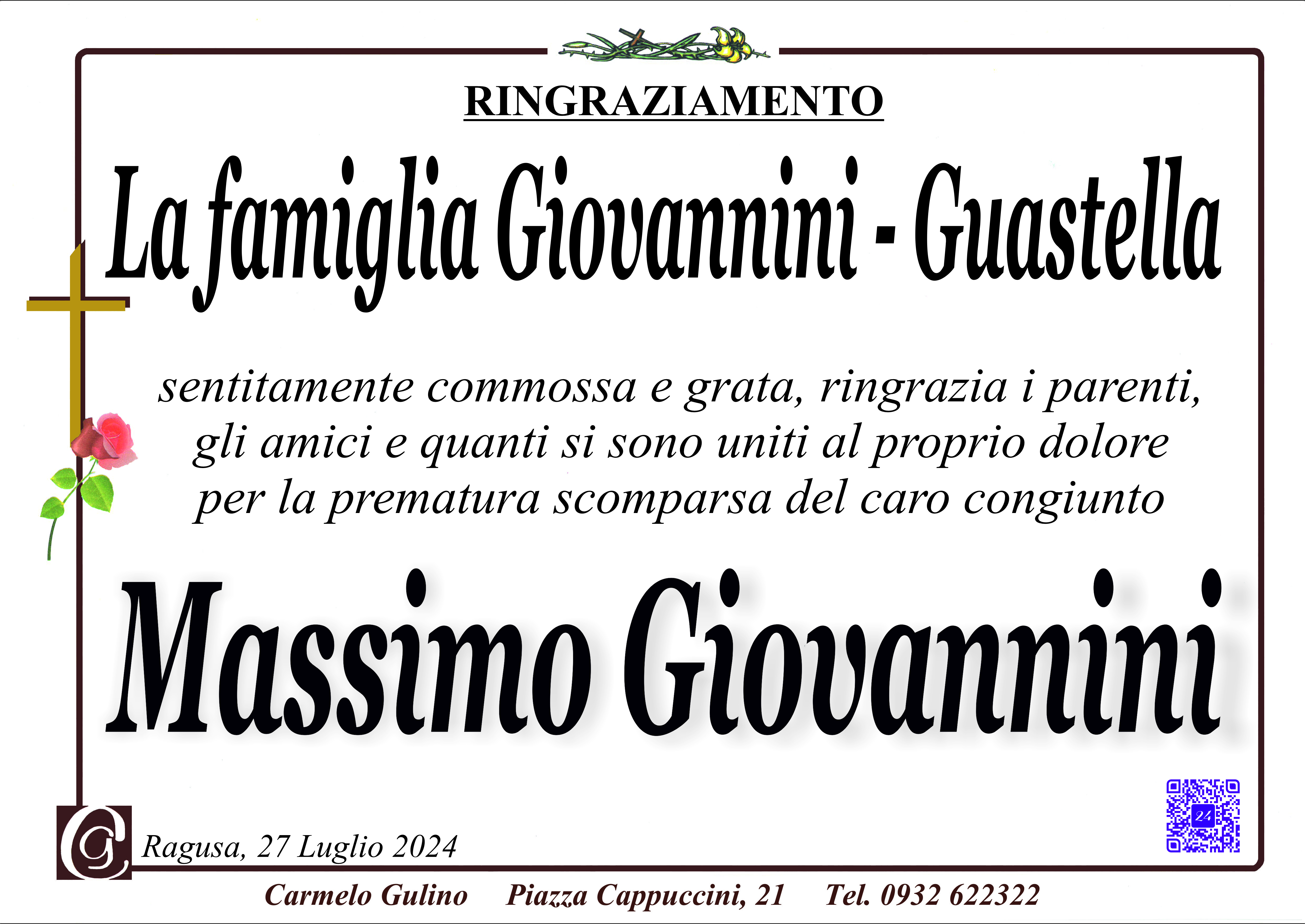 Ringraziamento: Famiglia Giovannini-Guastella