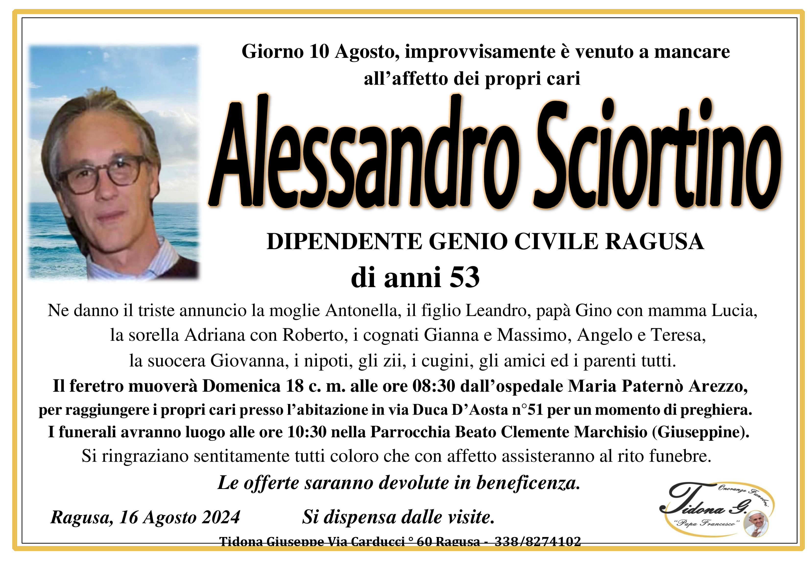 Necrologi: Alessandro Sciortino