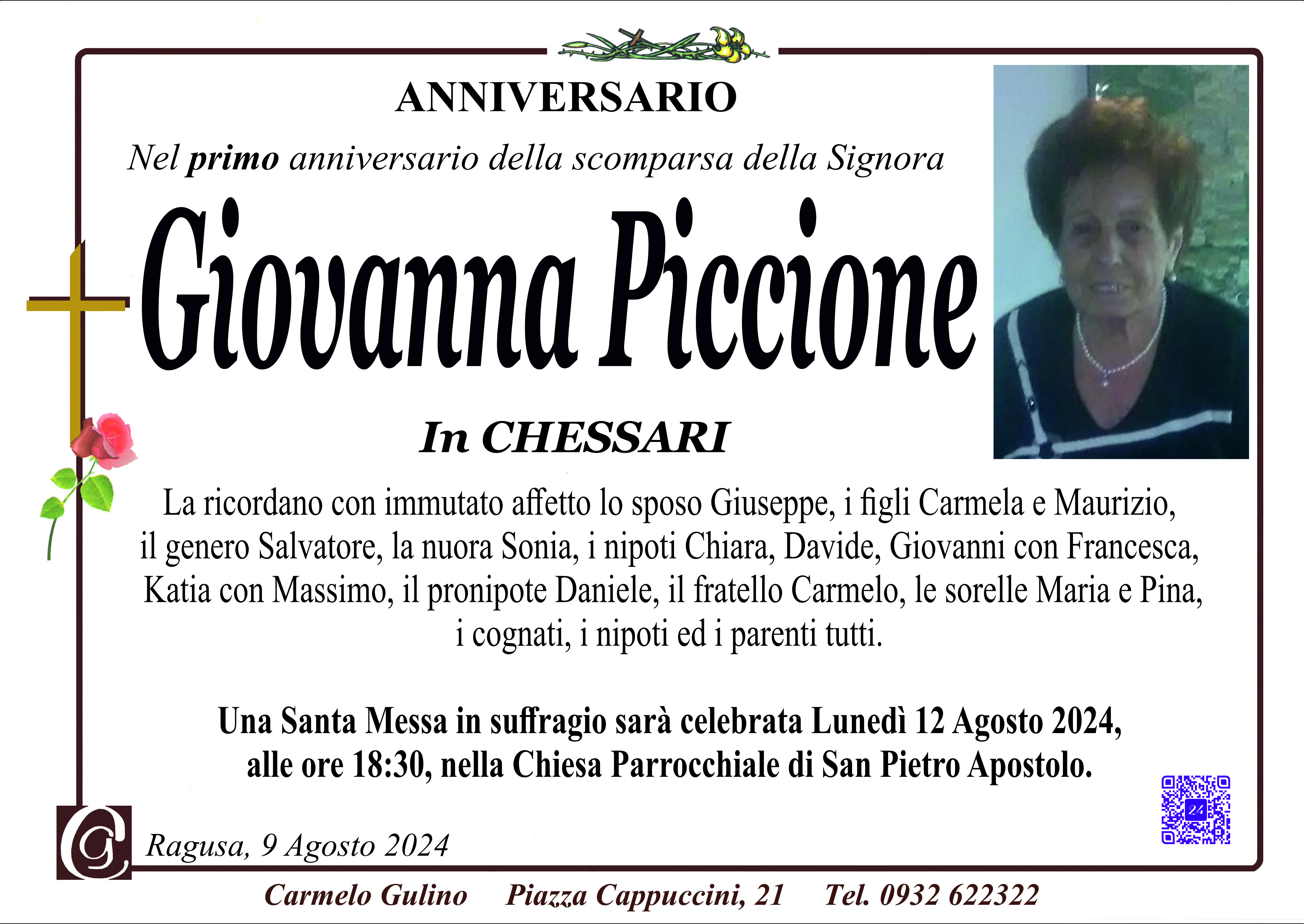Anniversario: Giovanna Piccione