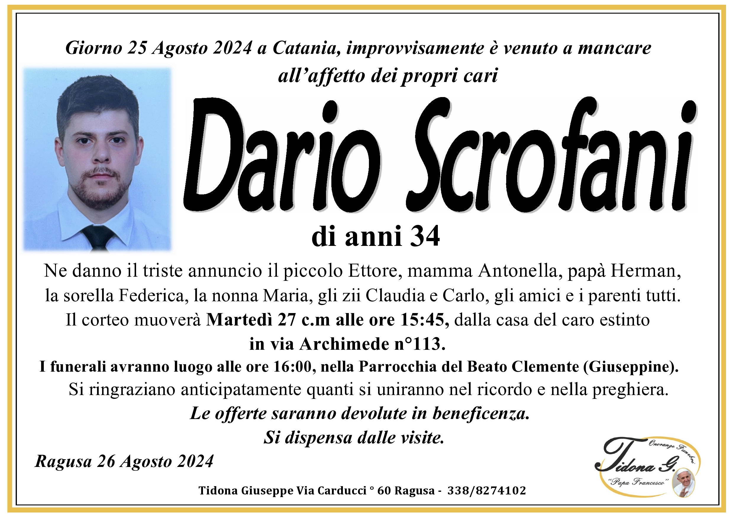Necrologi: Dario Scrofani