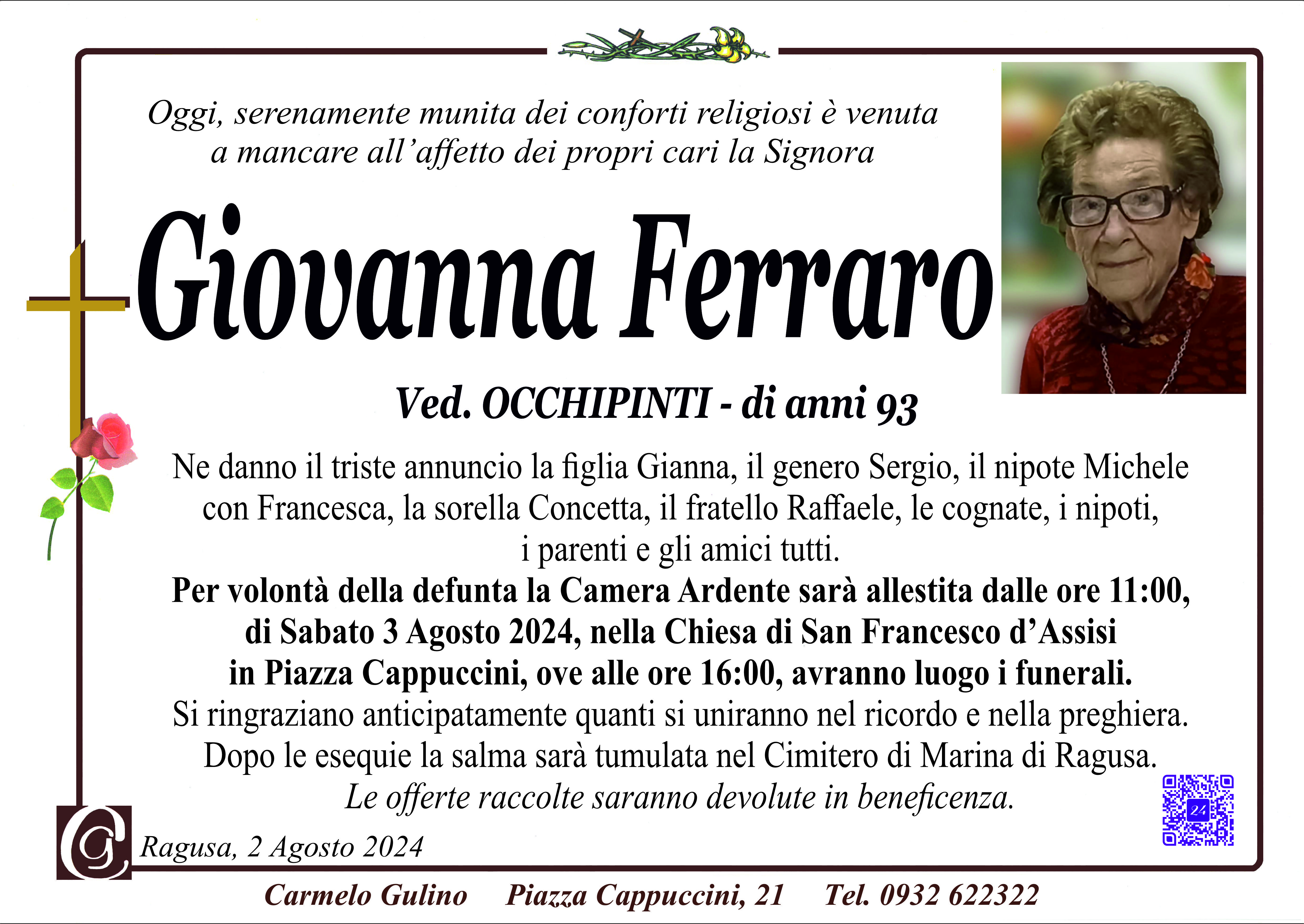 Necrologi: Giovanna Ferraro