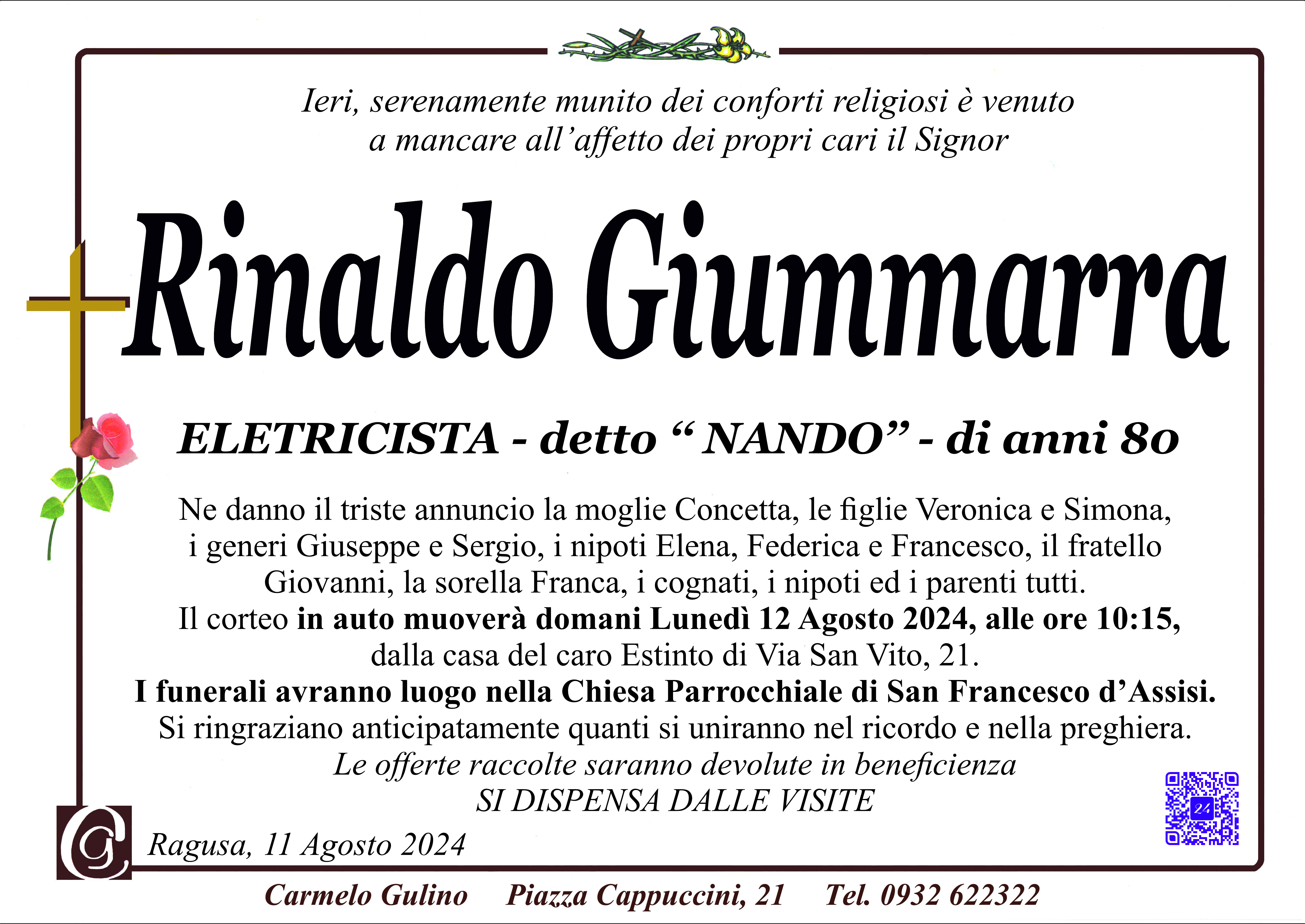 Necrologi: Rinaldo Giummarra