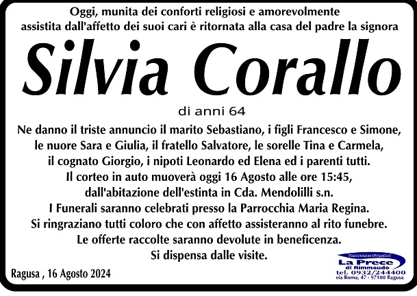 Necrologi: Silvia Corallo