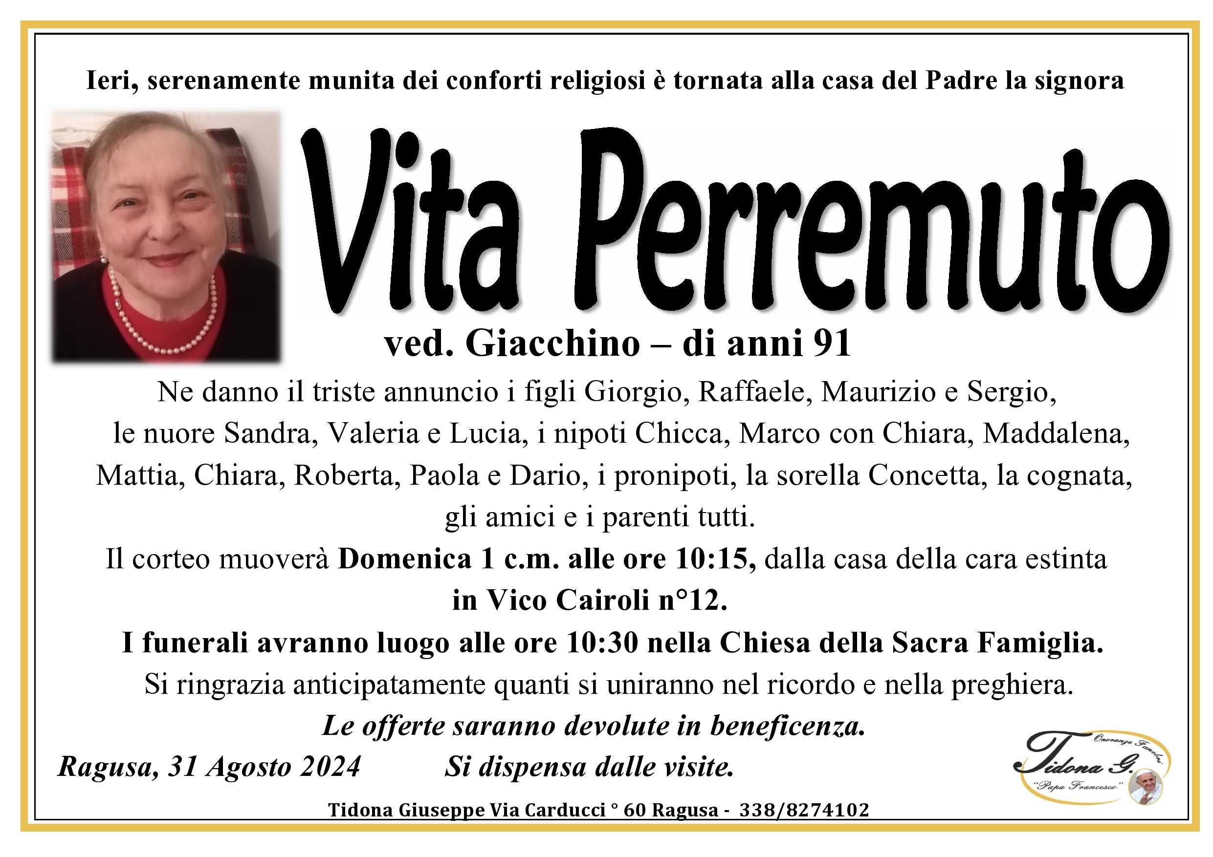 Necrologi: Vita Perremuto