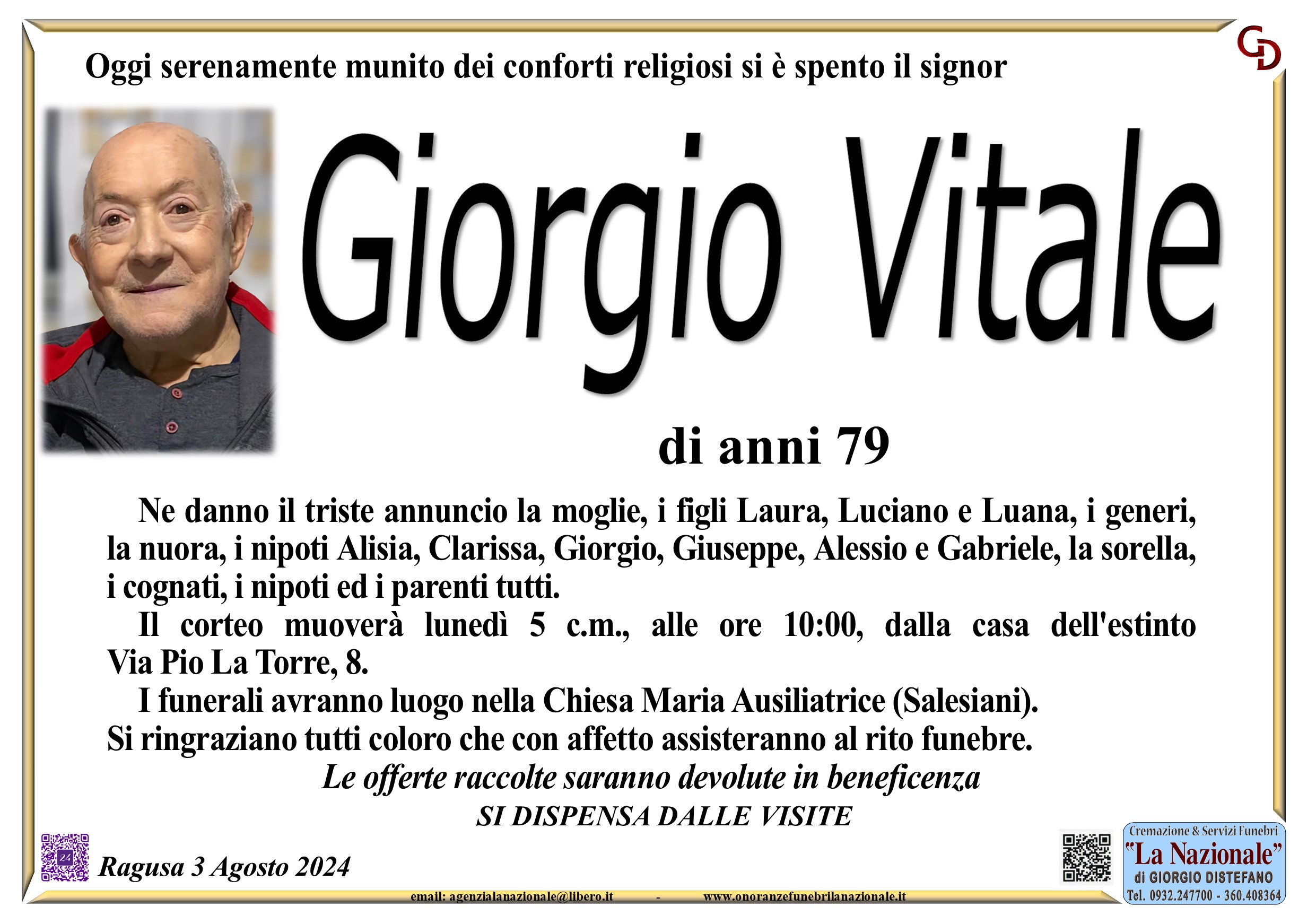 Necrologi: Giorgio Vitale
