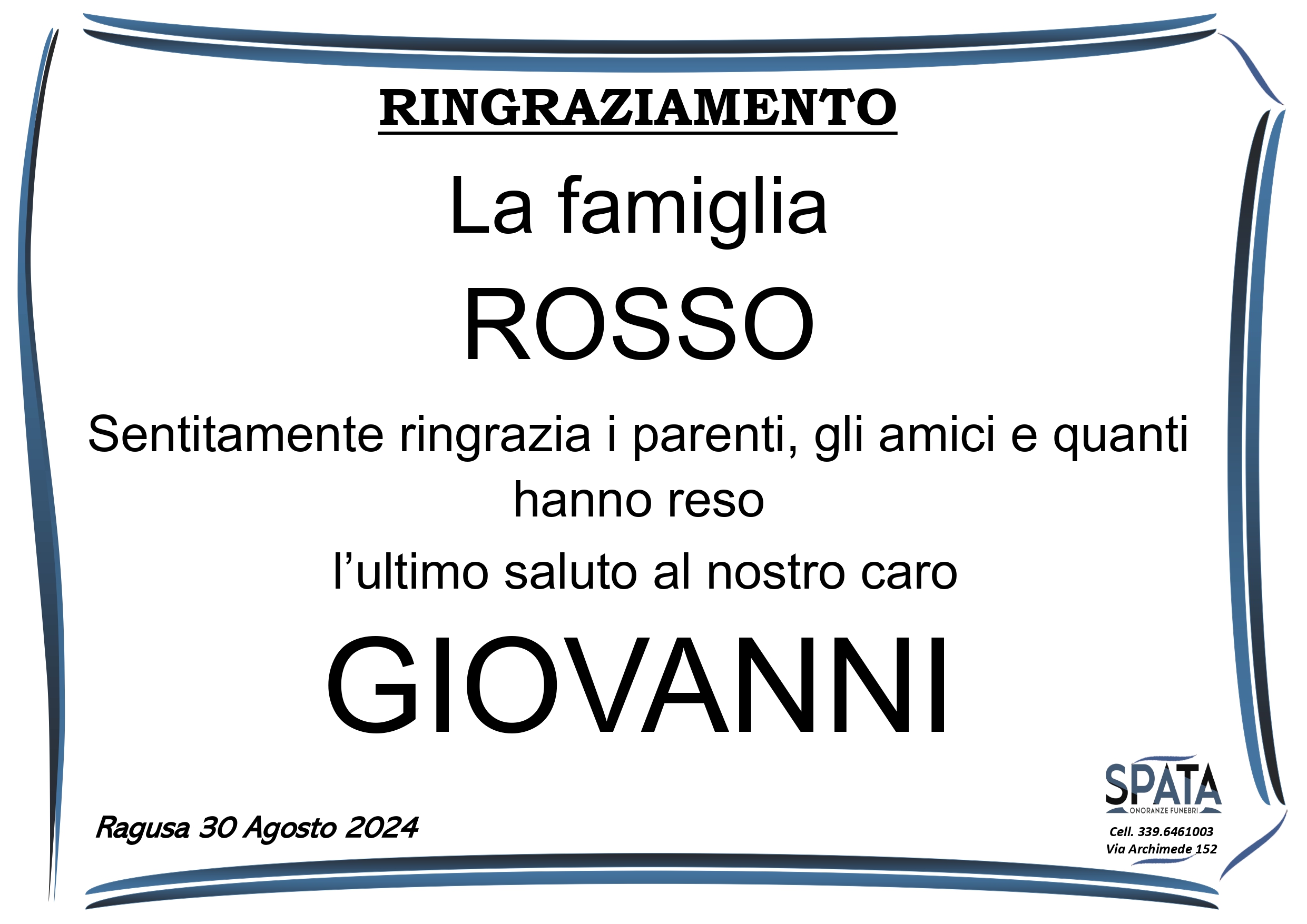 Ringraziamento: famiglia Rosso