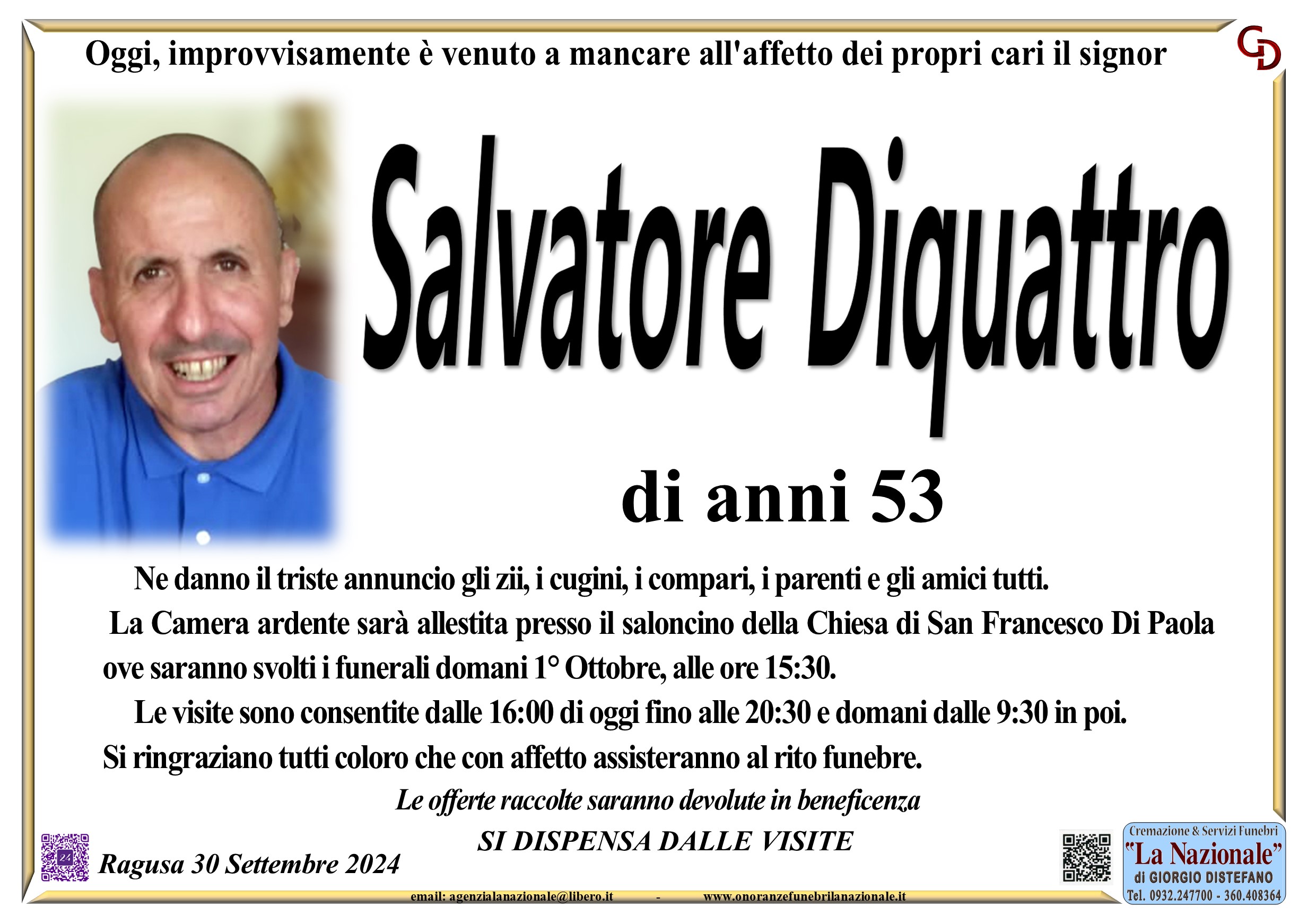 Necrologi: Salvatore Diquattro
