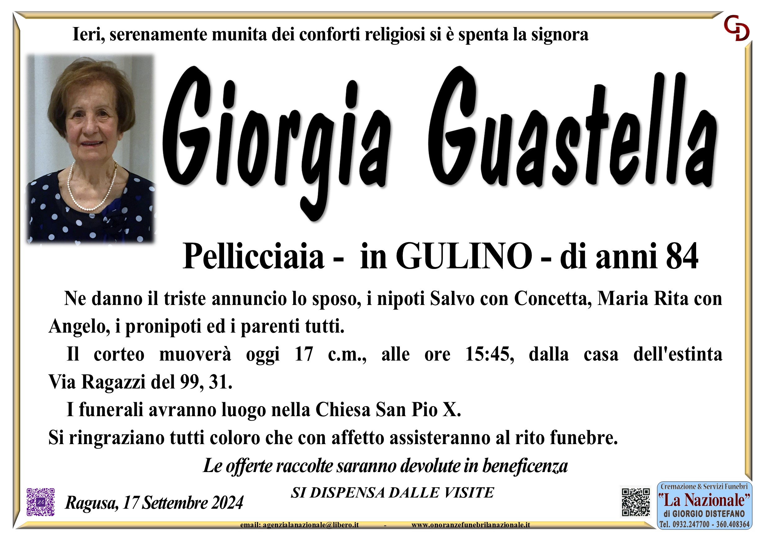 Necrologi: Giorgia Guastella