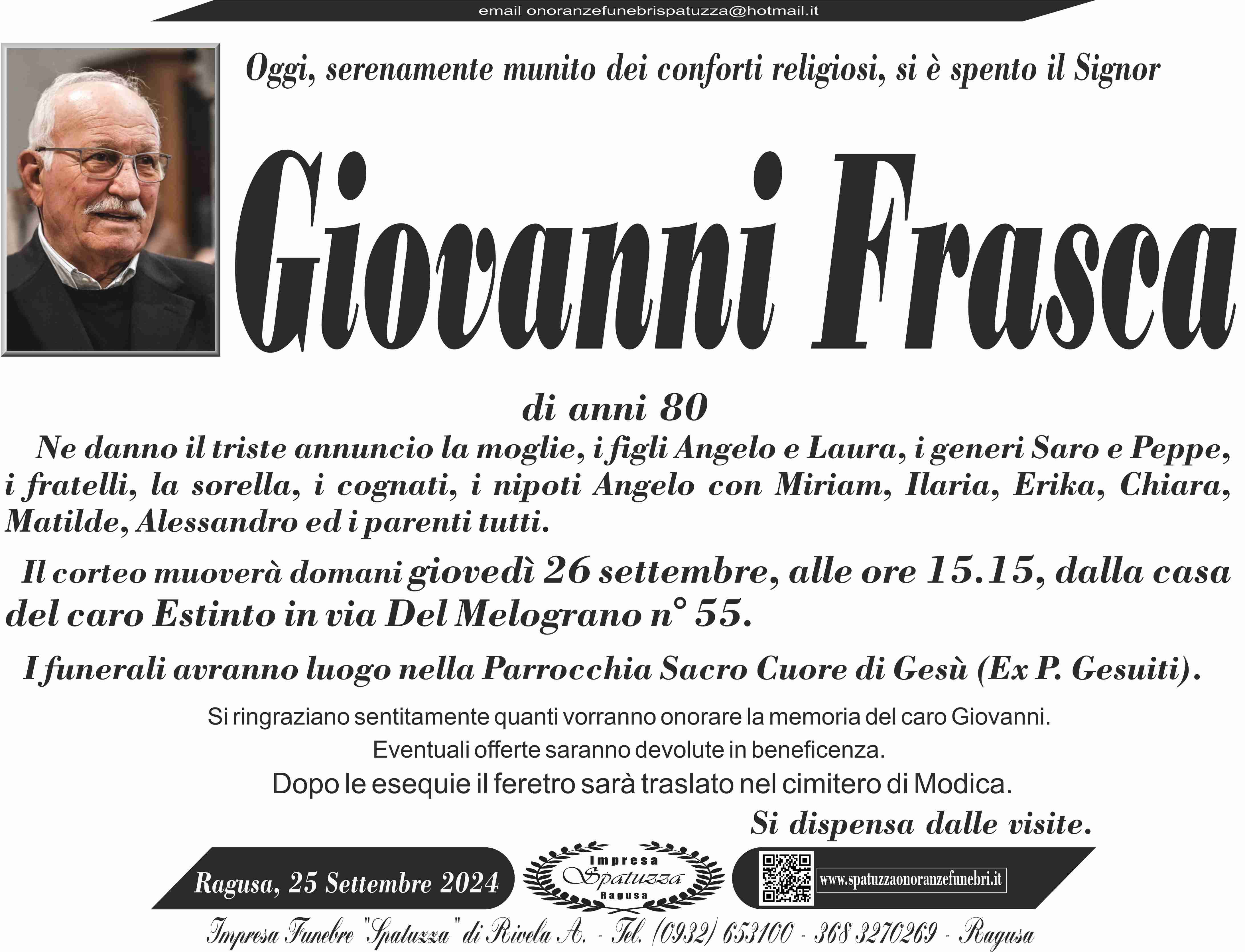 Necrologi: Giovanni Frasca