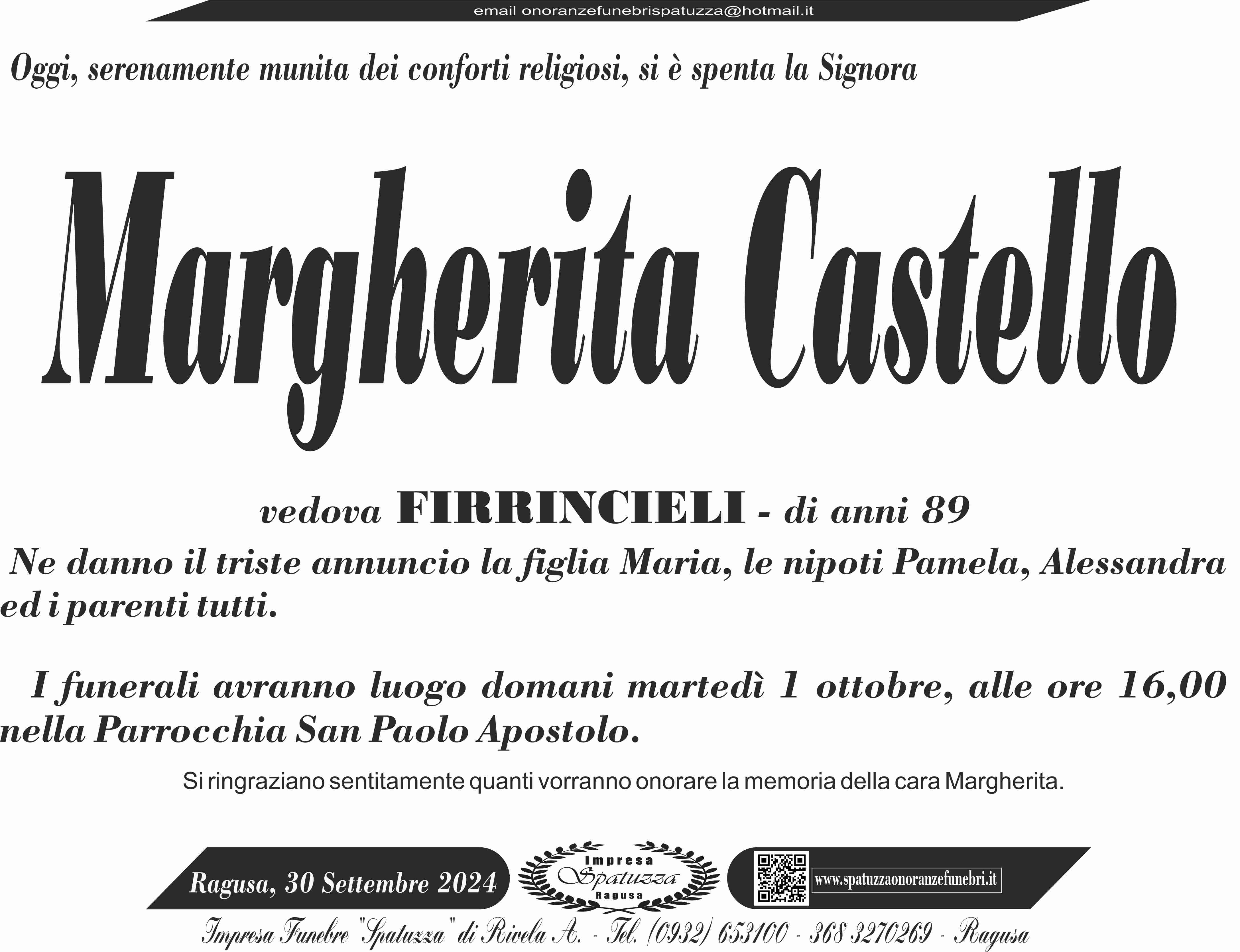 Necrologi: Margherita Castello