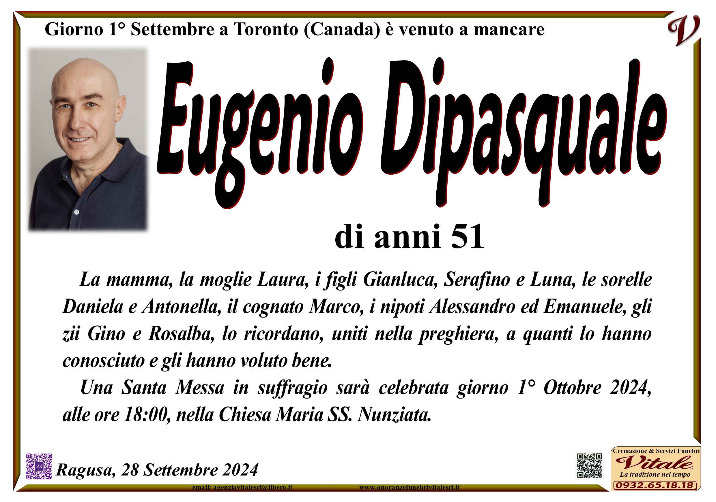 Trigesimo: Eugenio Dipasquale