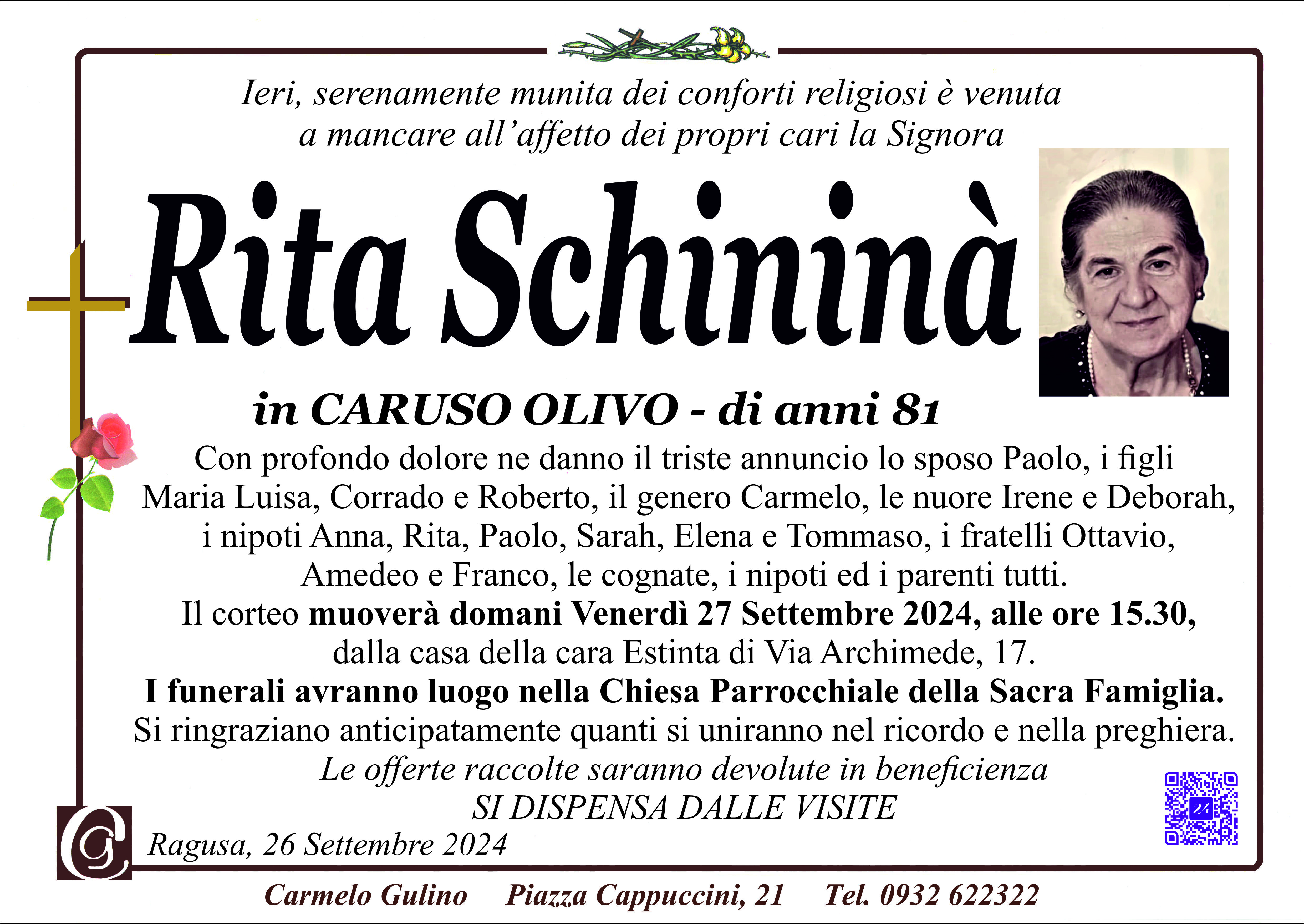 Necrologi: Rita Schininà