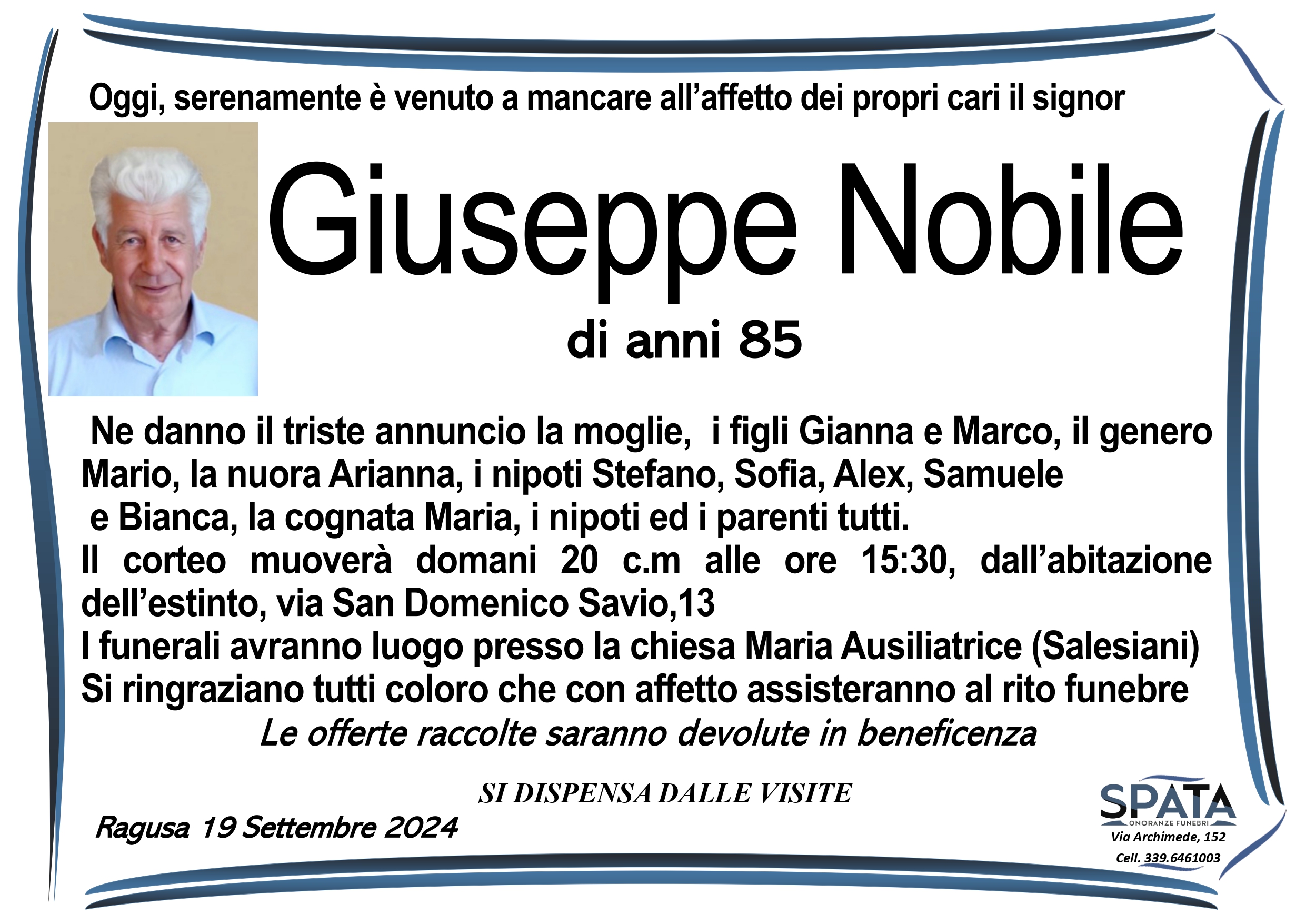 Necrologi: Giuseppe Nobile