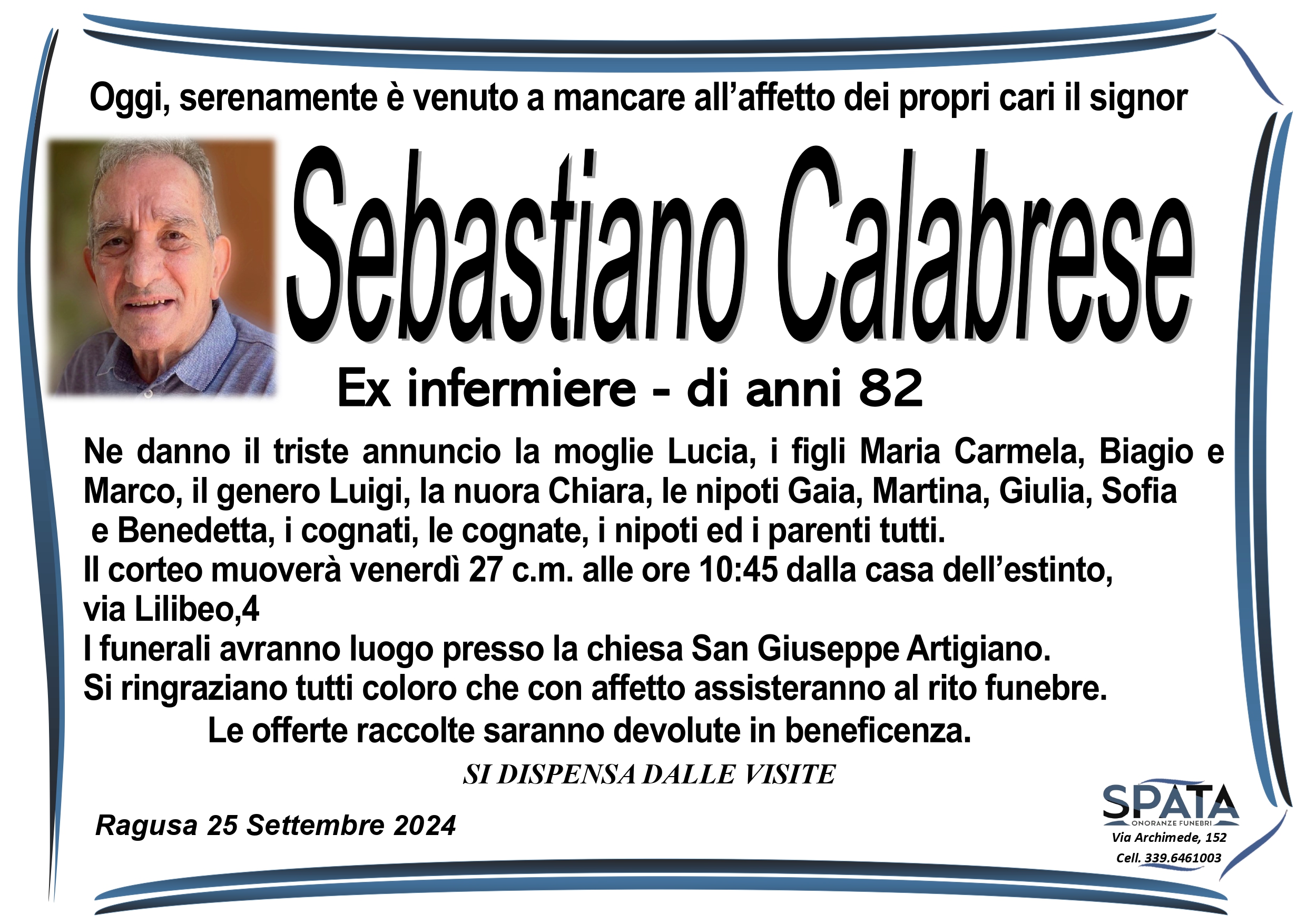 Necrologi: Sebastiano Calabrese