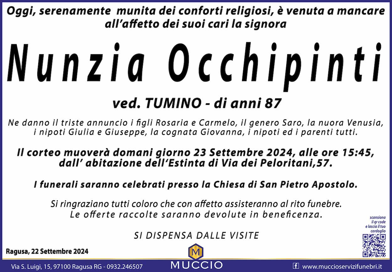 Necrologi: Nunzia Occhipinti