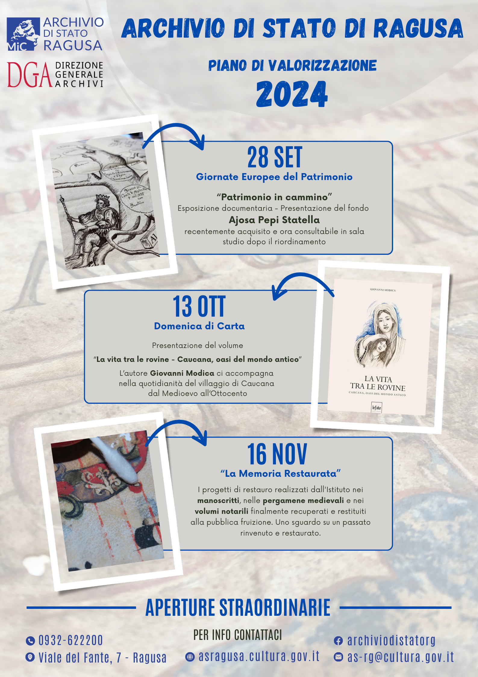Archivio di Stato di Ragusa: il programma delle iniziative autunnali