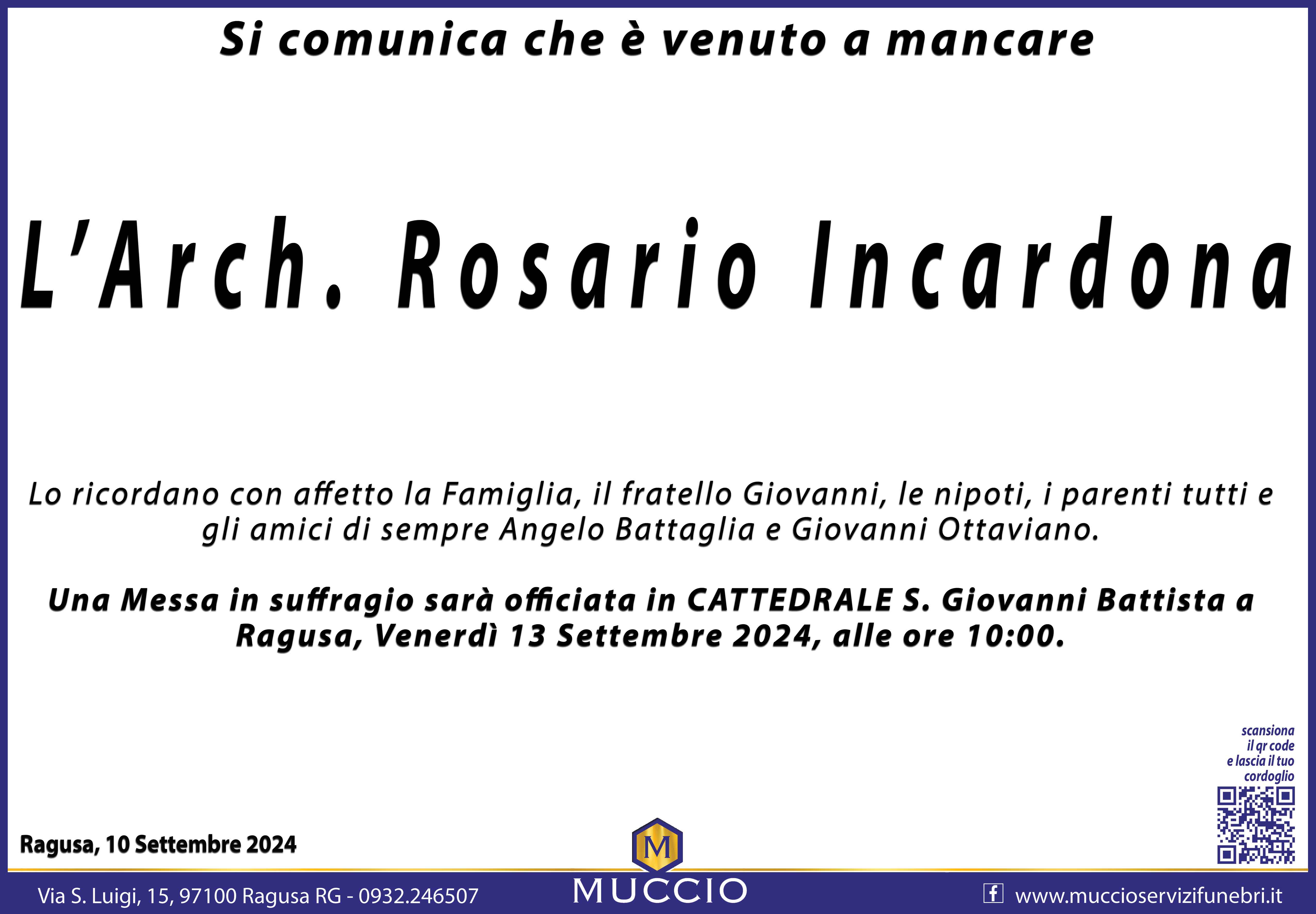 Necrologi: Rosario Incardona