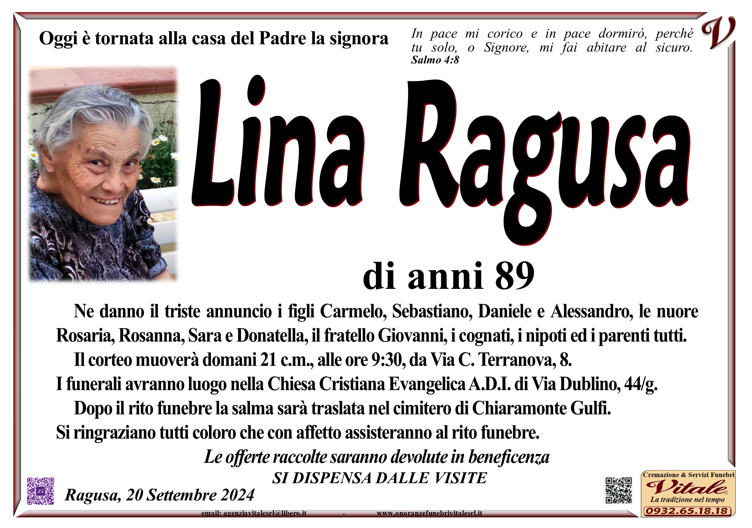 Necrologi: Lina Ragusa