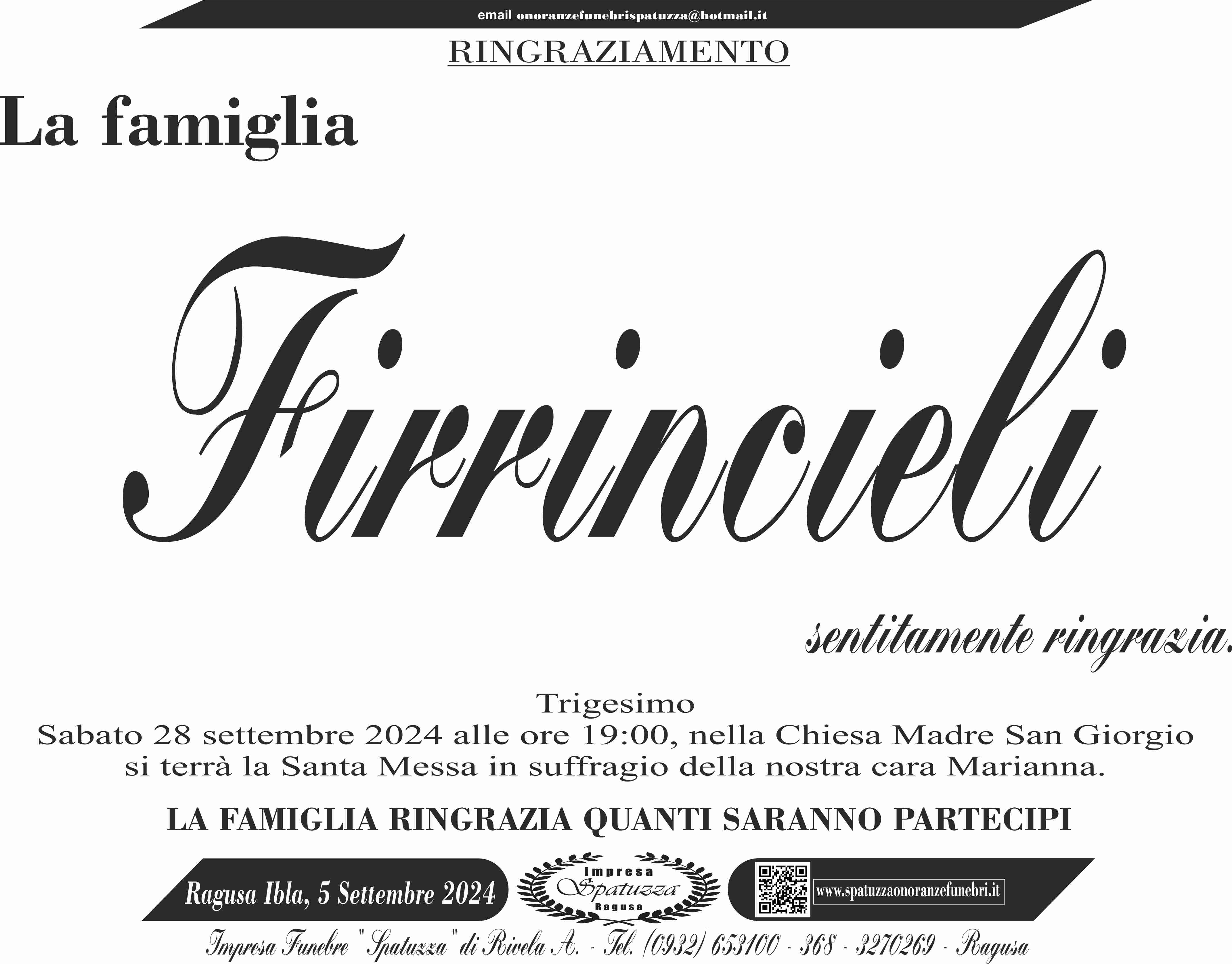 Ringraziamento: famiglia Firrincieli