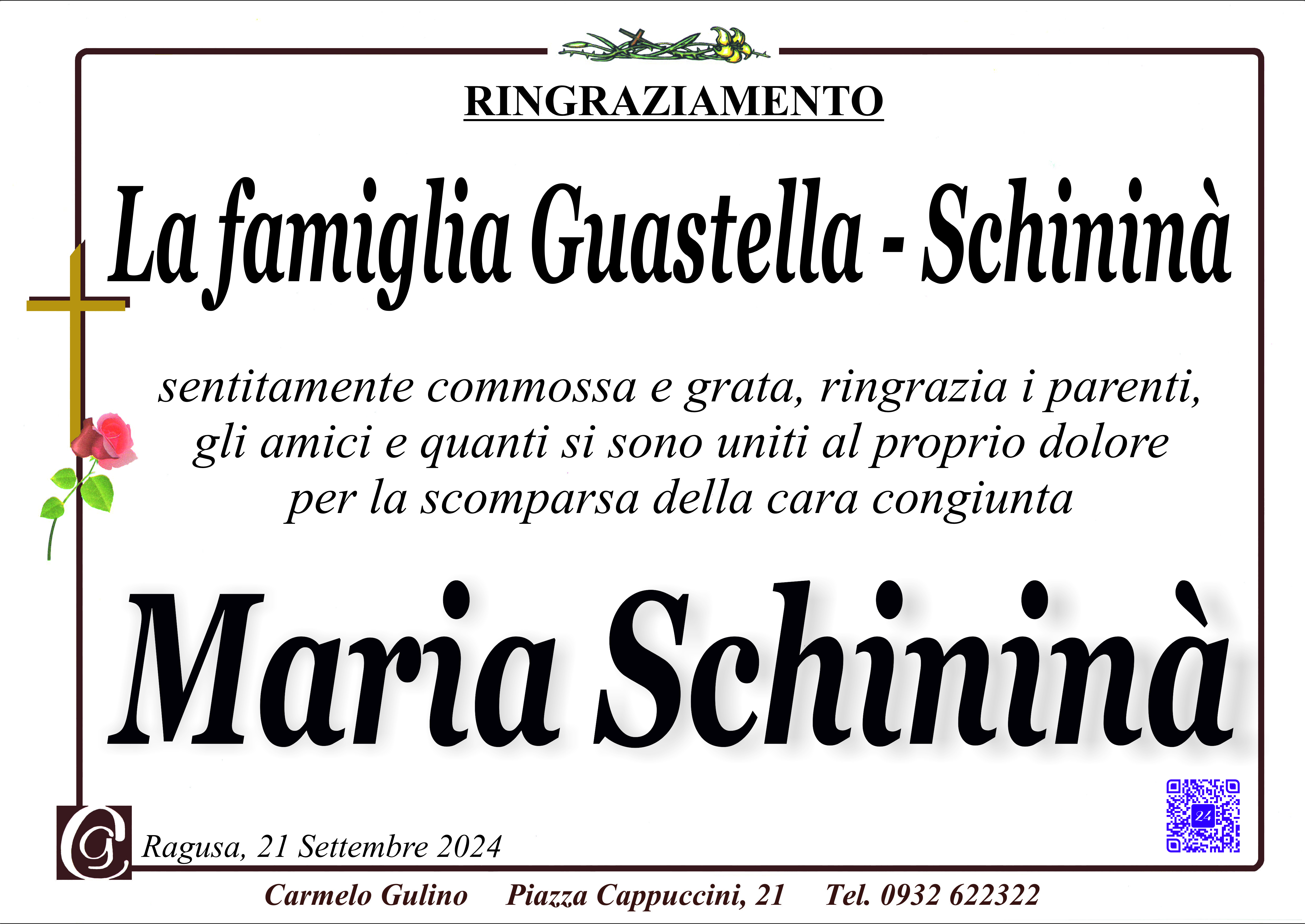 Ringraziamento: famiglia Guastella – Schininà