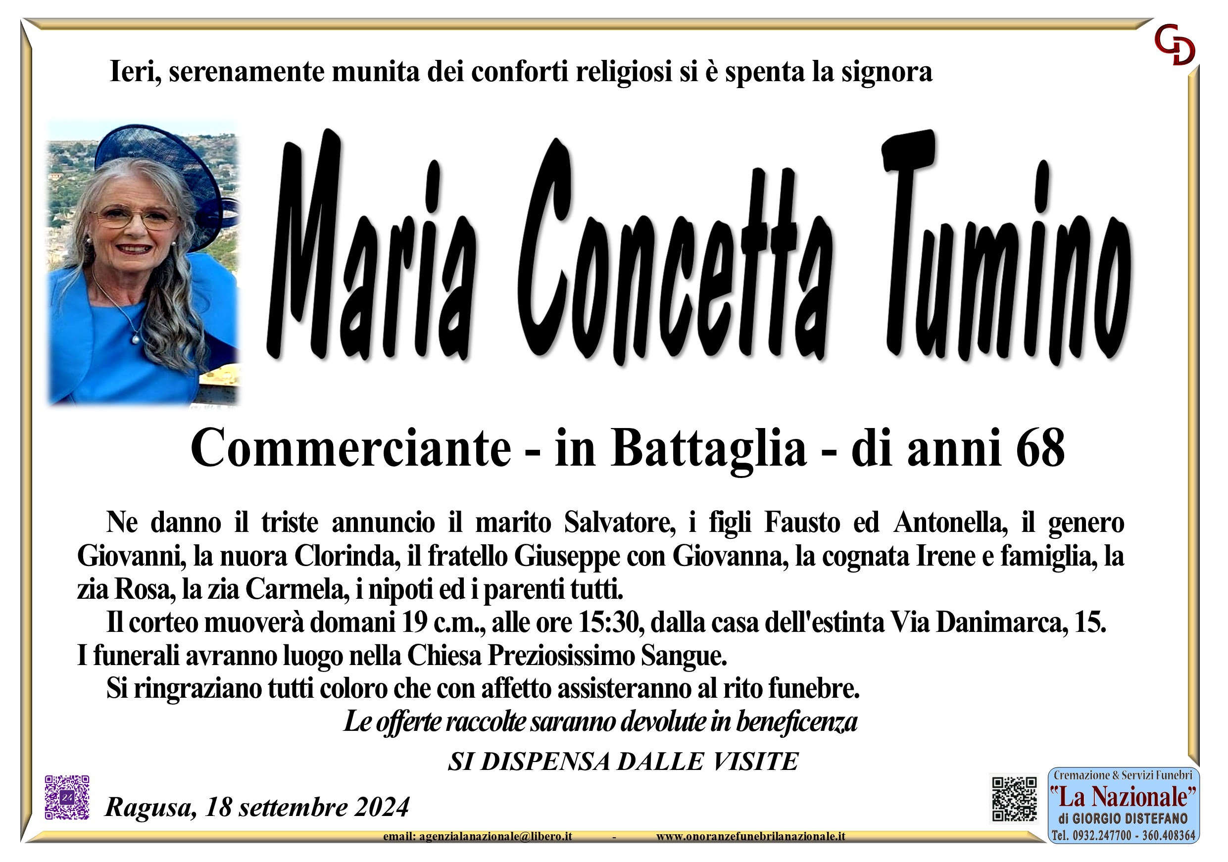 Necrologi: Maria Concetta Tumino