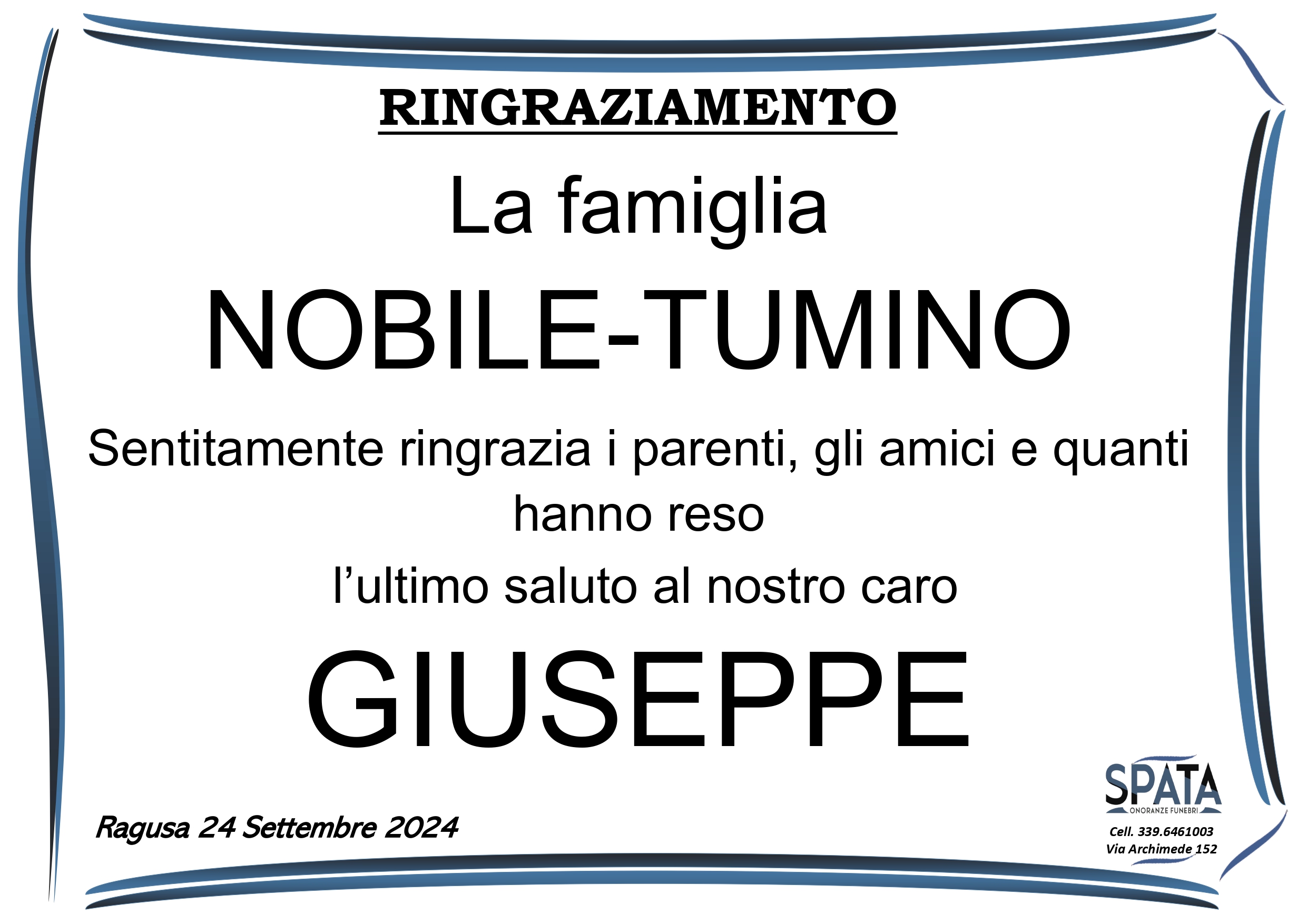 Ringraziamento: famiglia Nobile-Tumino