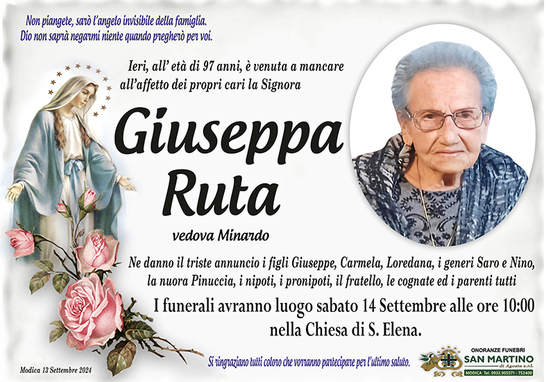 Necrologi: Giuseppa Ruta