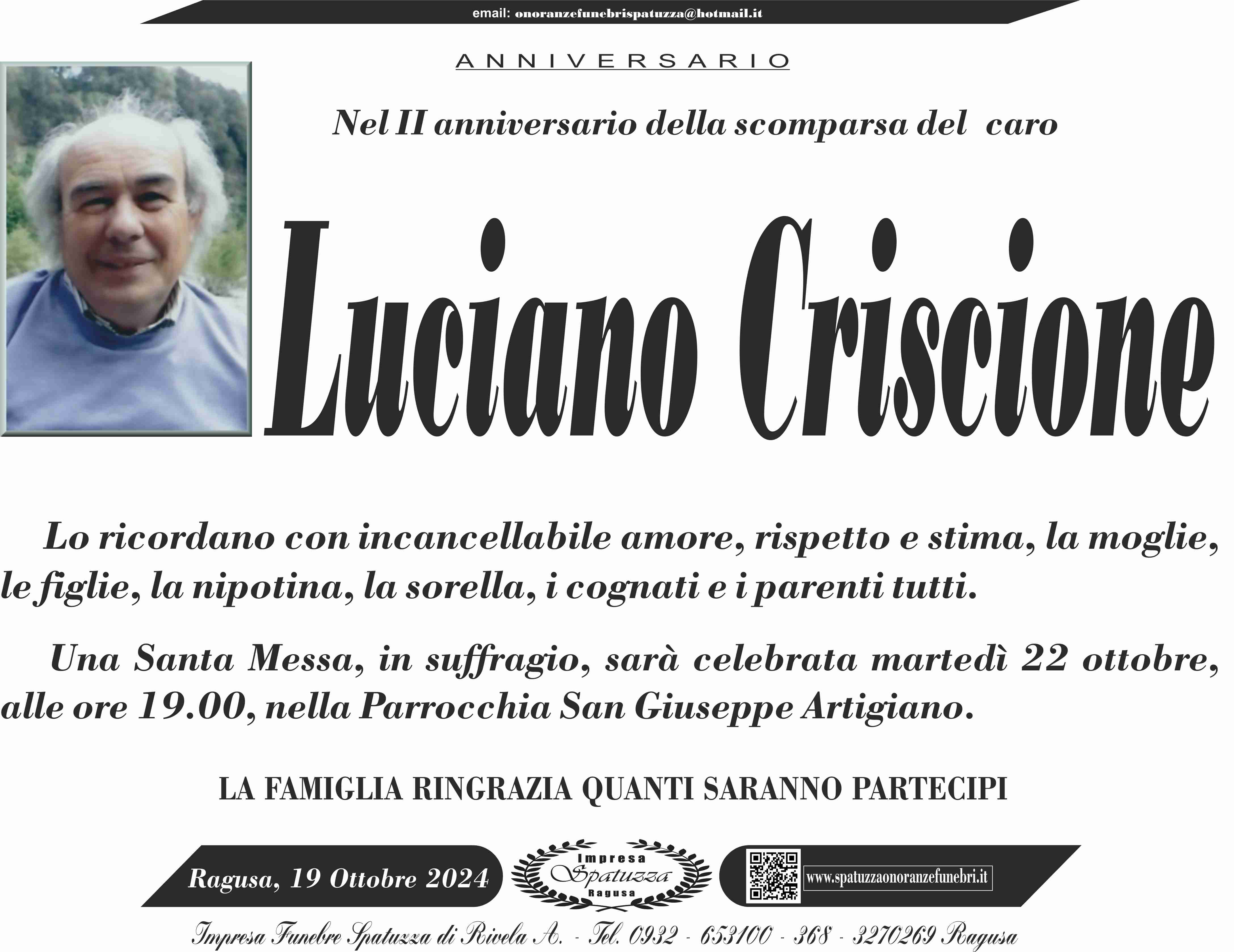 Anniversario: Luciano Criscione