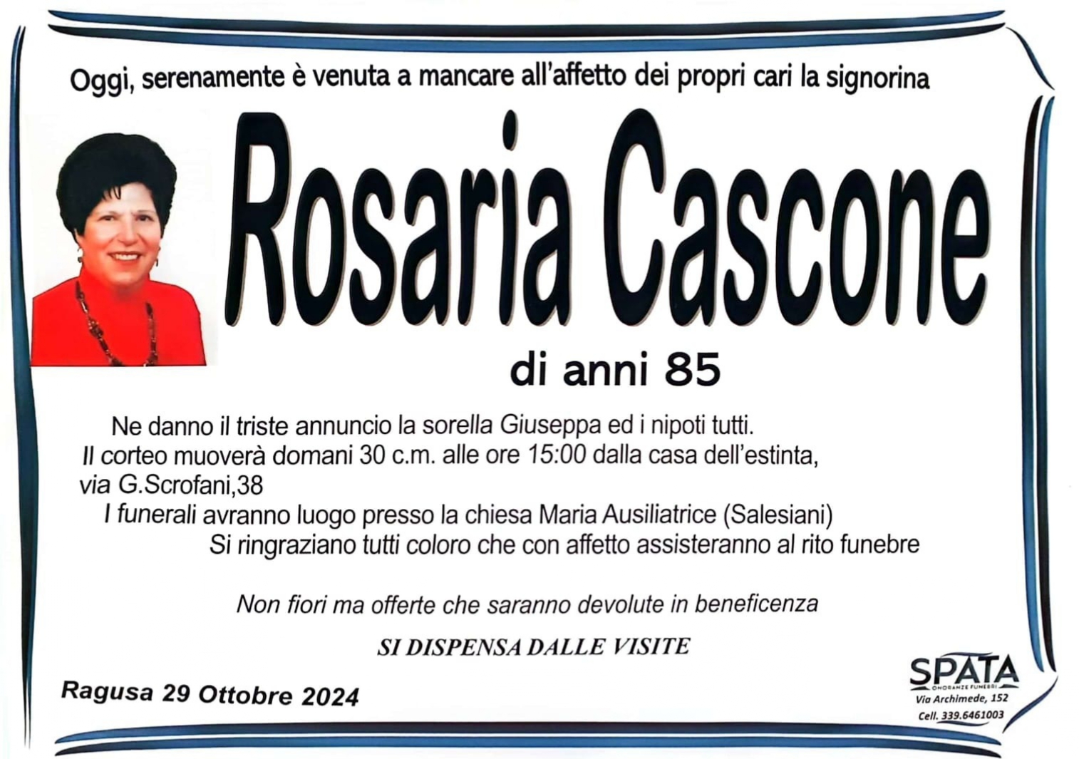 Necrologi: Rosaria Cascone