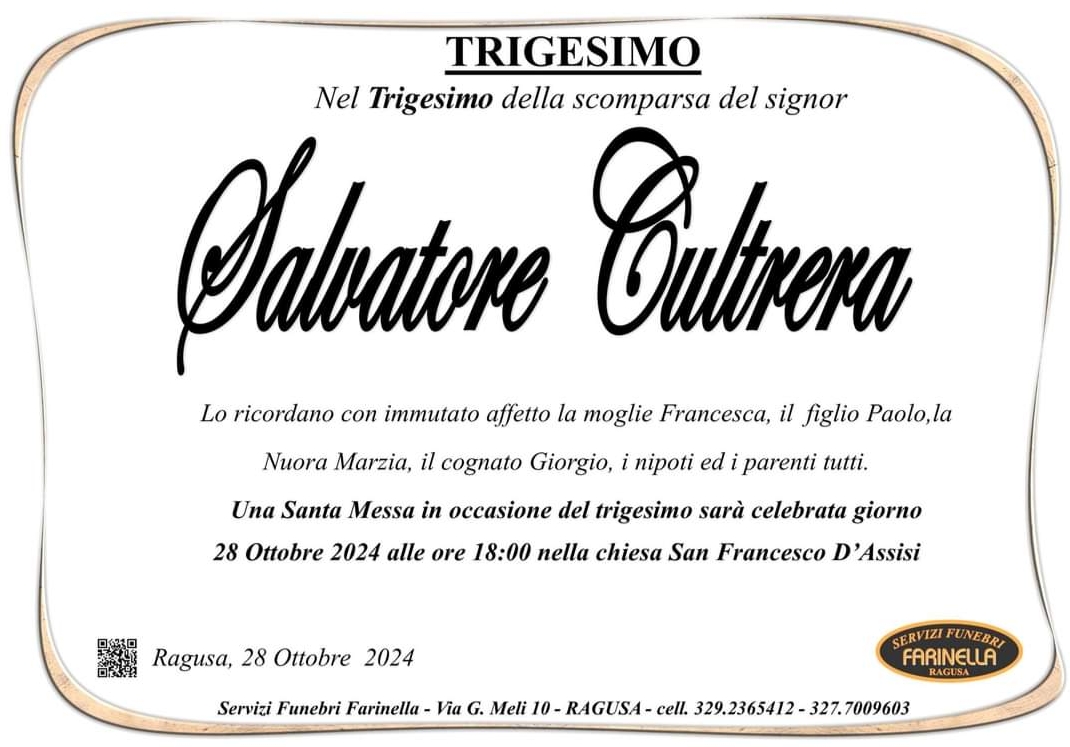 Trigesimo: Salvatore Cultrera