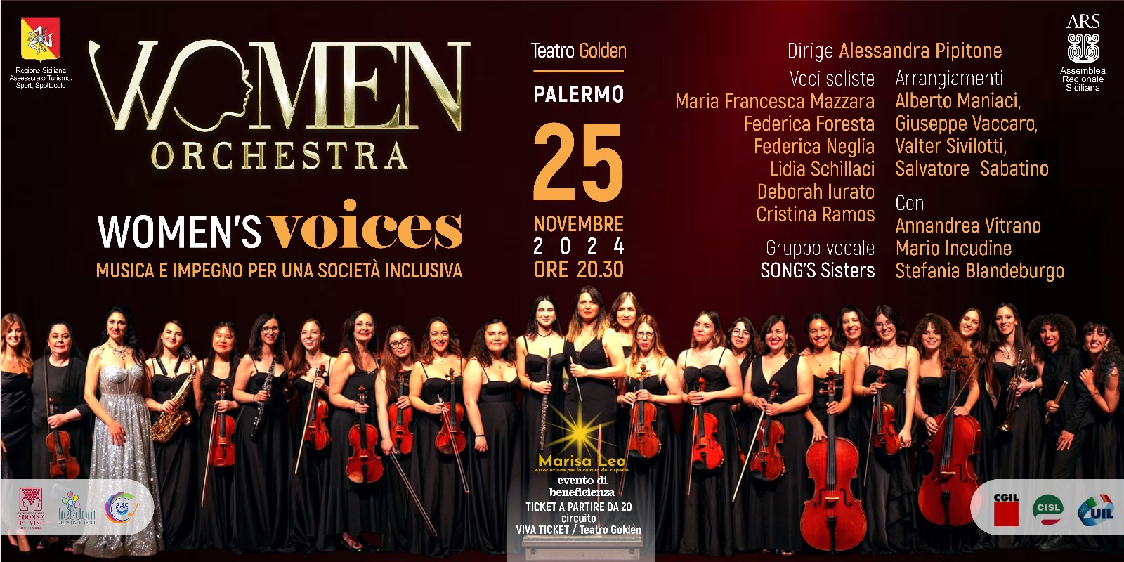 Women’s Voice, le voci delle donne contro la violenza in concerto il 25 novembre a Palermo