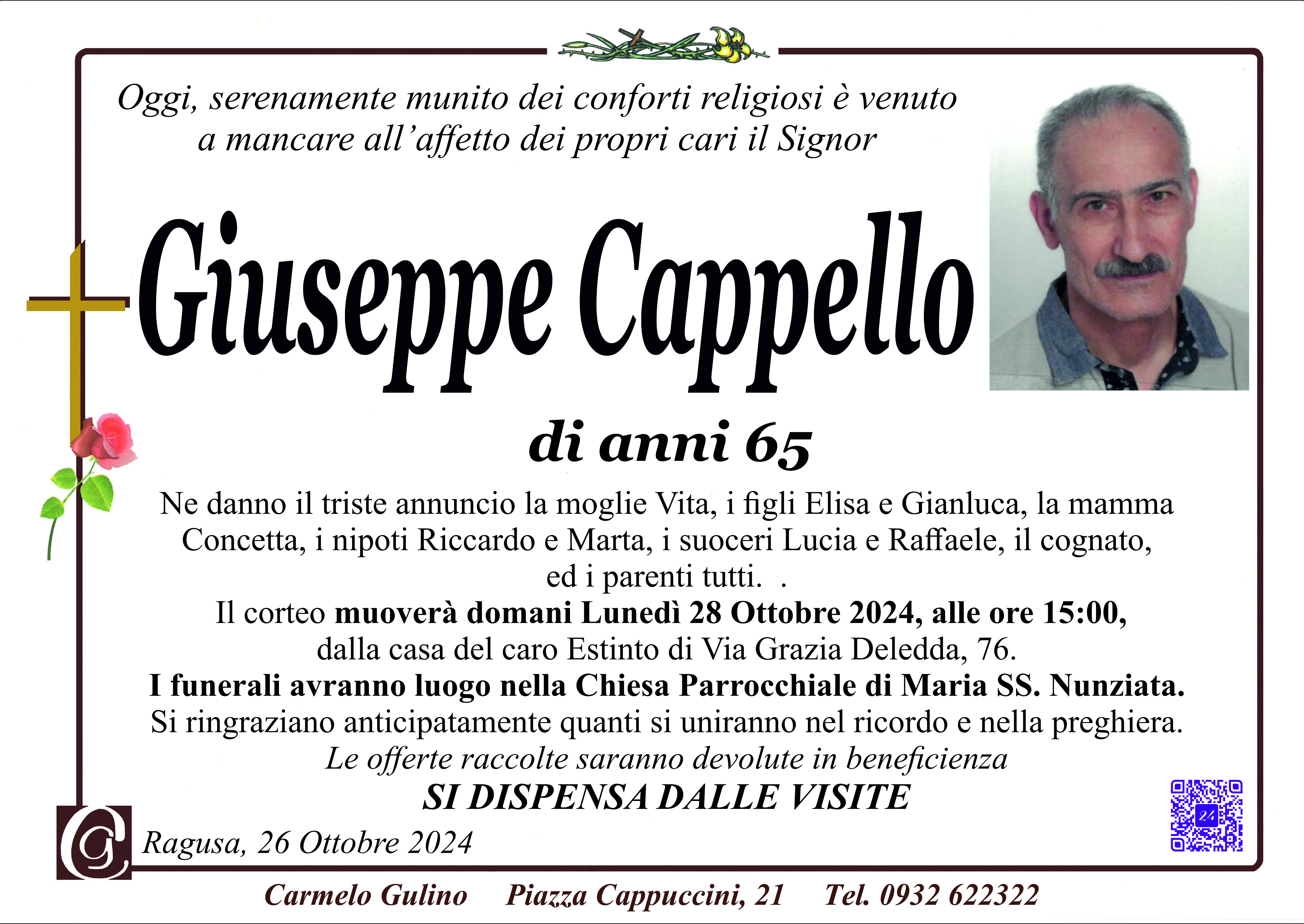 Necrologi: Giuseppe Cappello