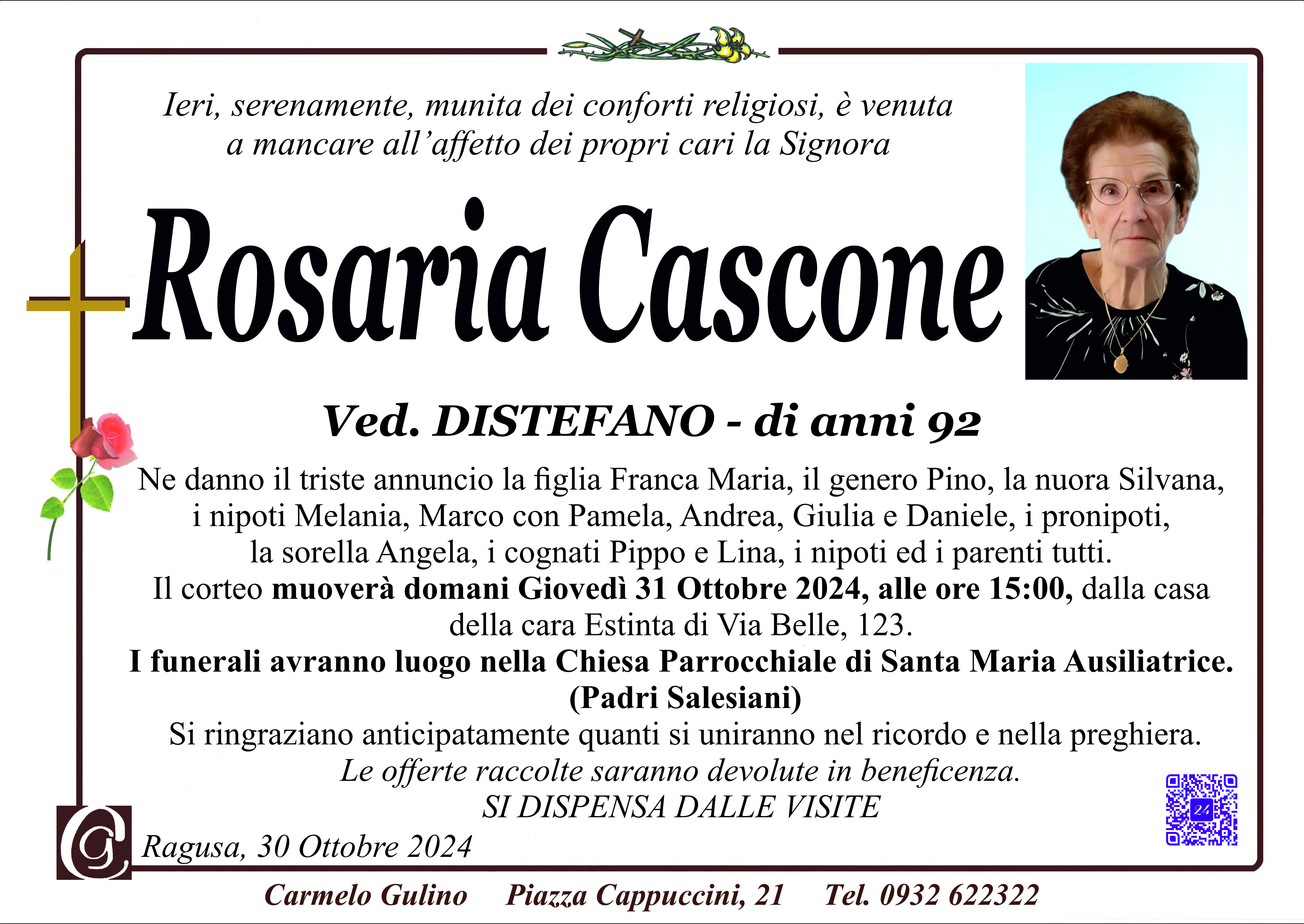 Necrologi: E’ deceduta Rosaria Cascone