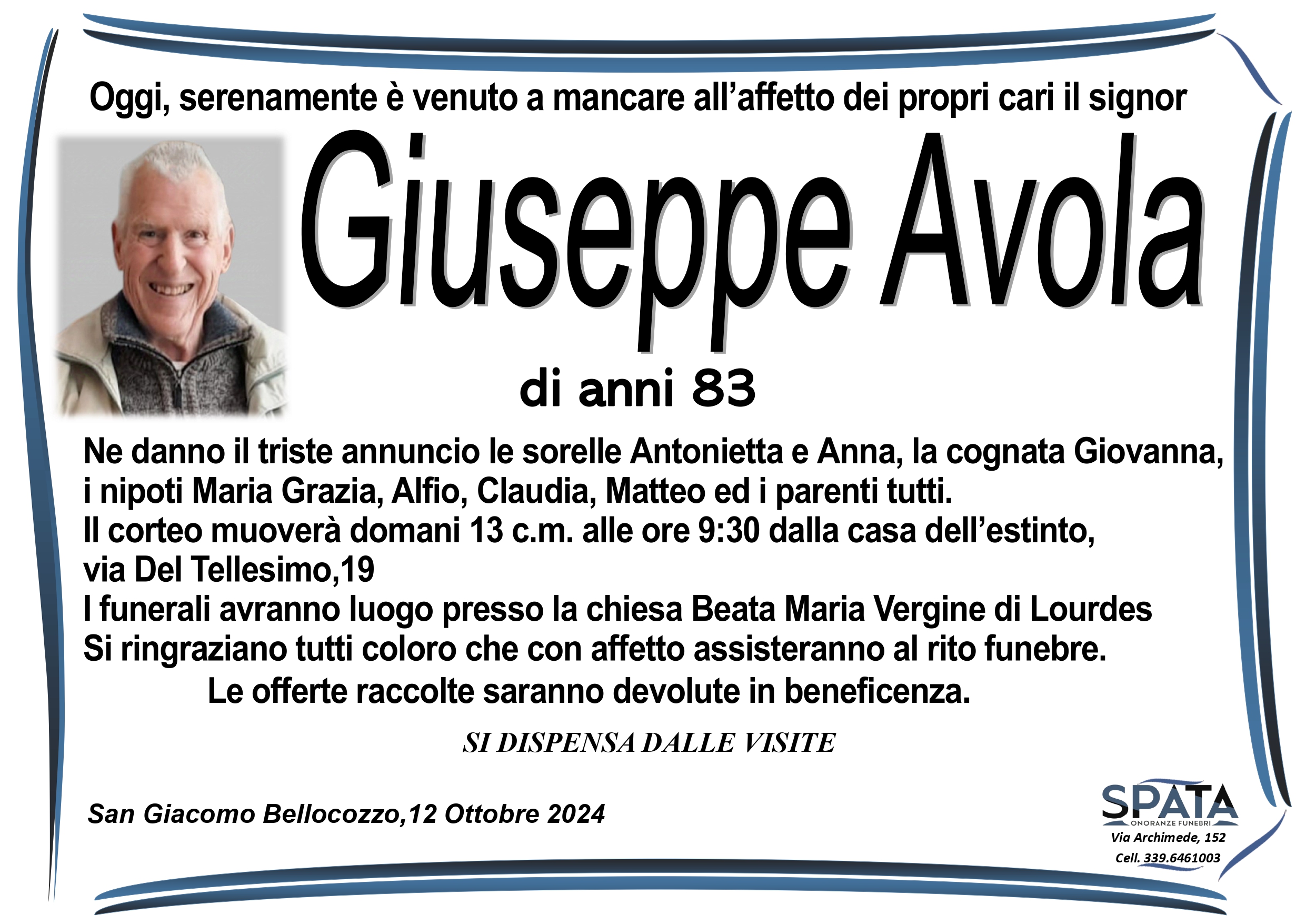 Necrologi: Giuseppe Avola