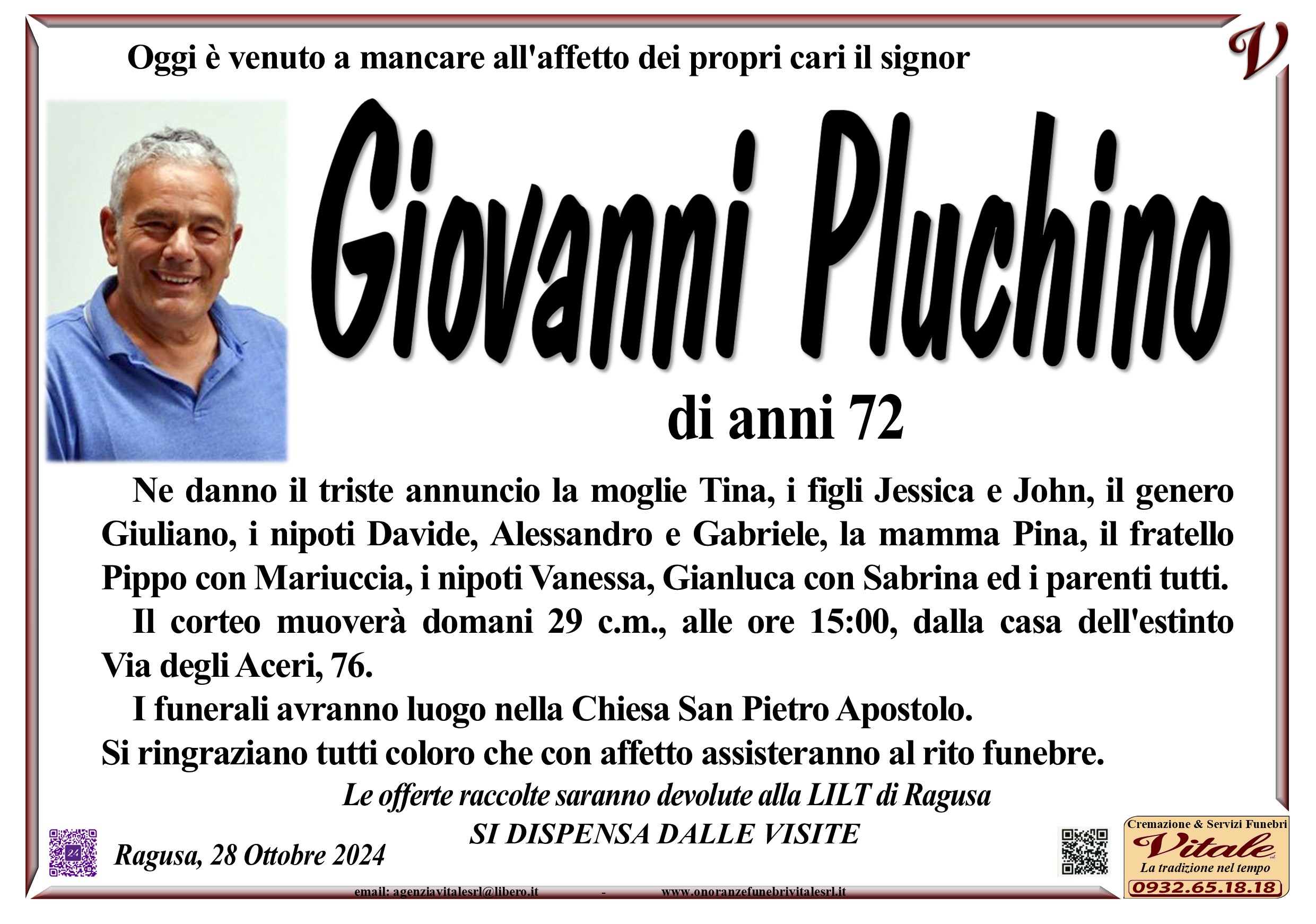 Necrologi: Giovanni Pluchino