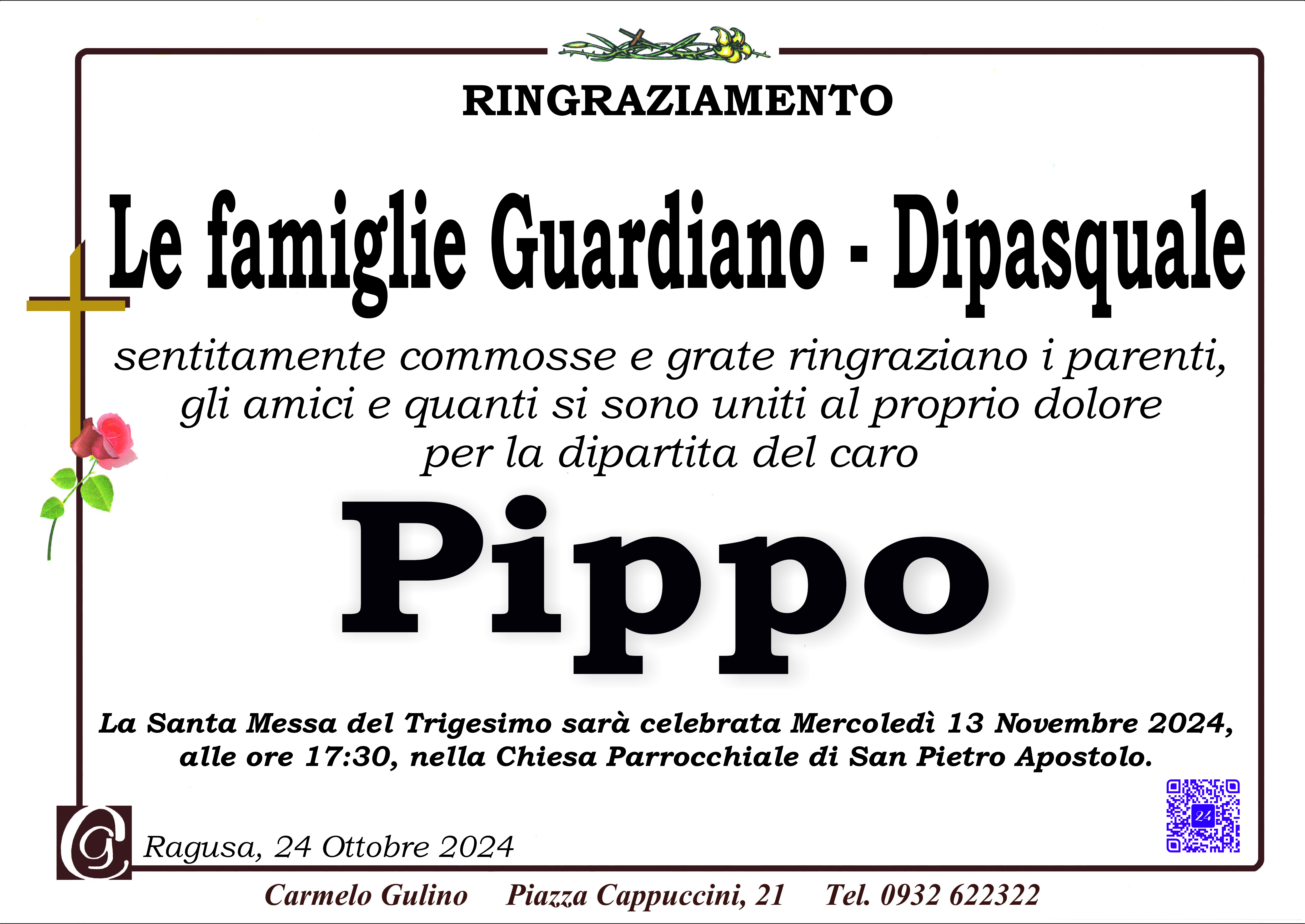 Ringraziamento famiglie Guardiano-Dipasquale