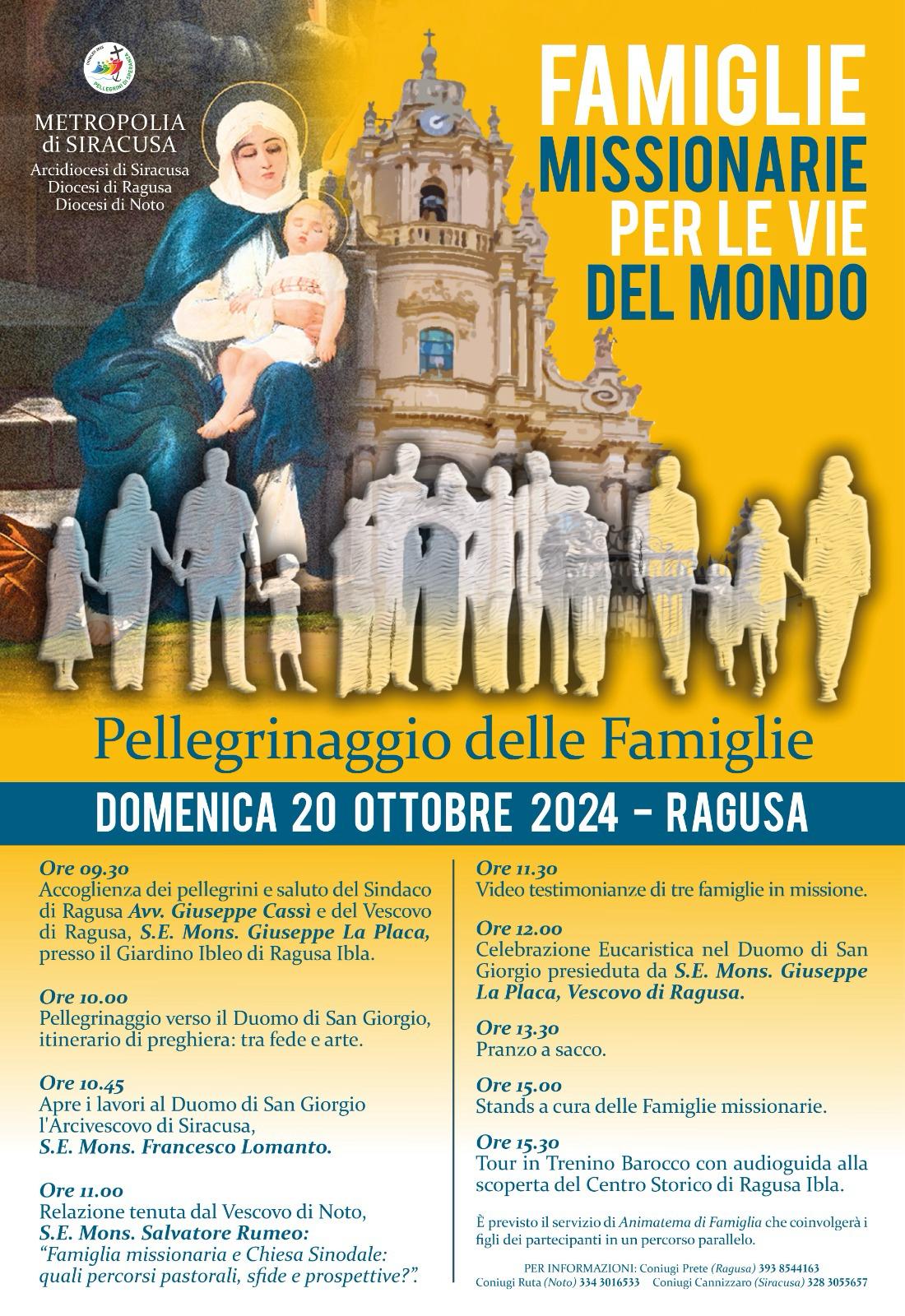 Pellegrinaggio delle famiglie: il 20 ottobre a Ibla arrivano le famiglie delle diocesi di Siracusa, Noto e Ragusa