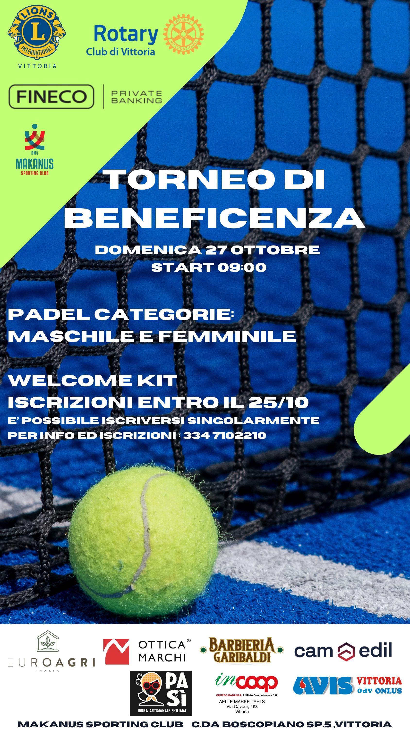 Vittoria: Rotary e Lions organizzano un torneo di beneficenza di padel