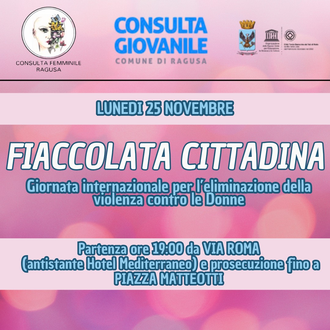 A Ragusa una fiaccolata per la giornata internazionale per l’eliminazione della violenza contro le donne