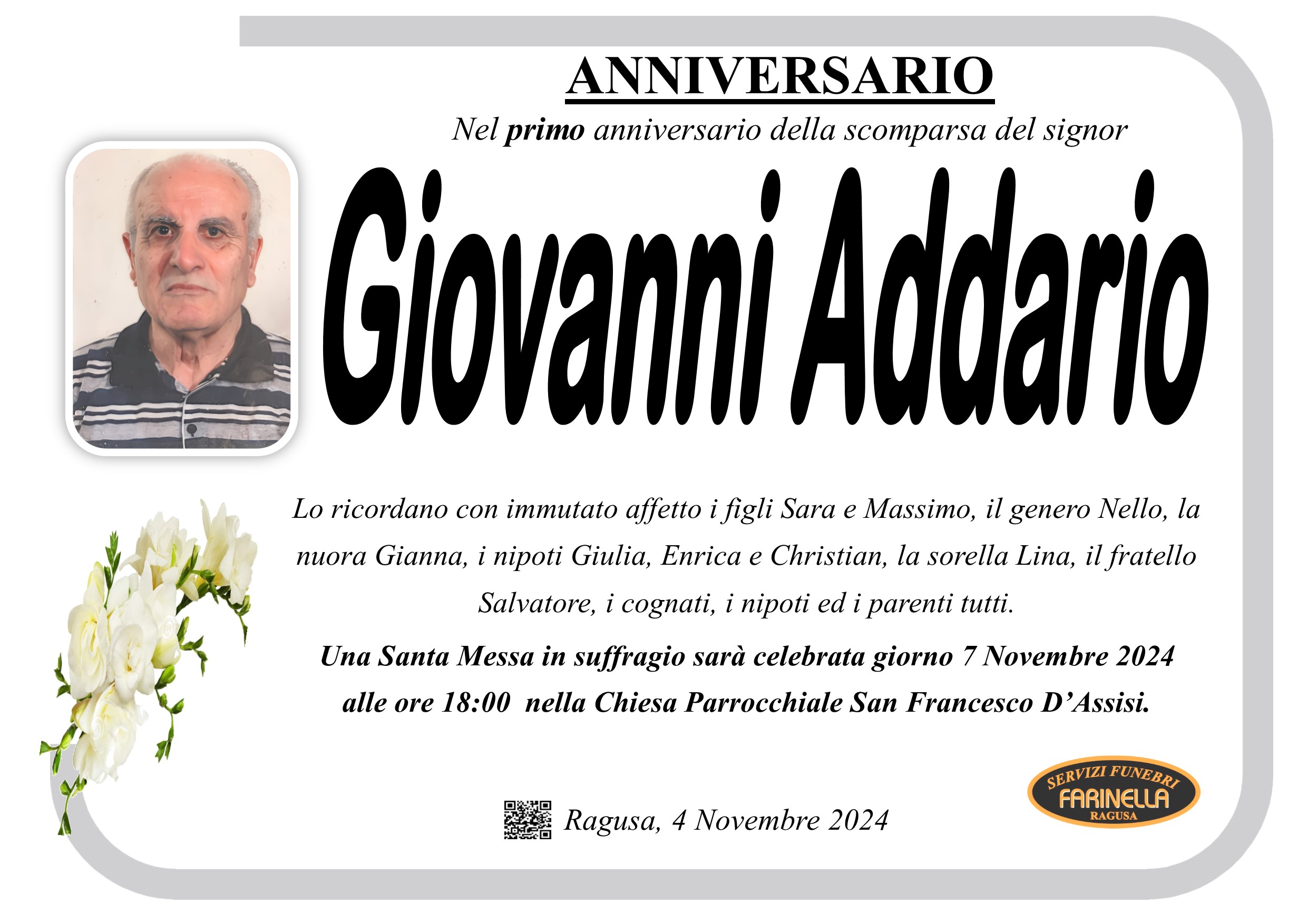 Anniversario: Giovanni Addario