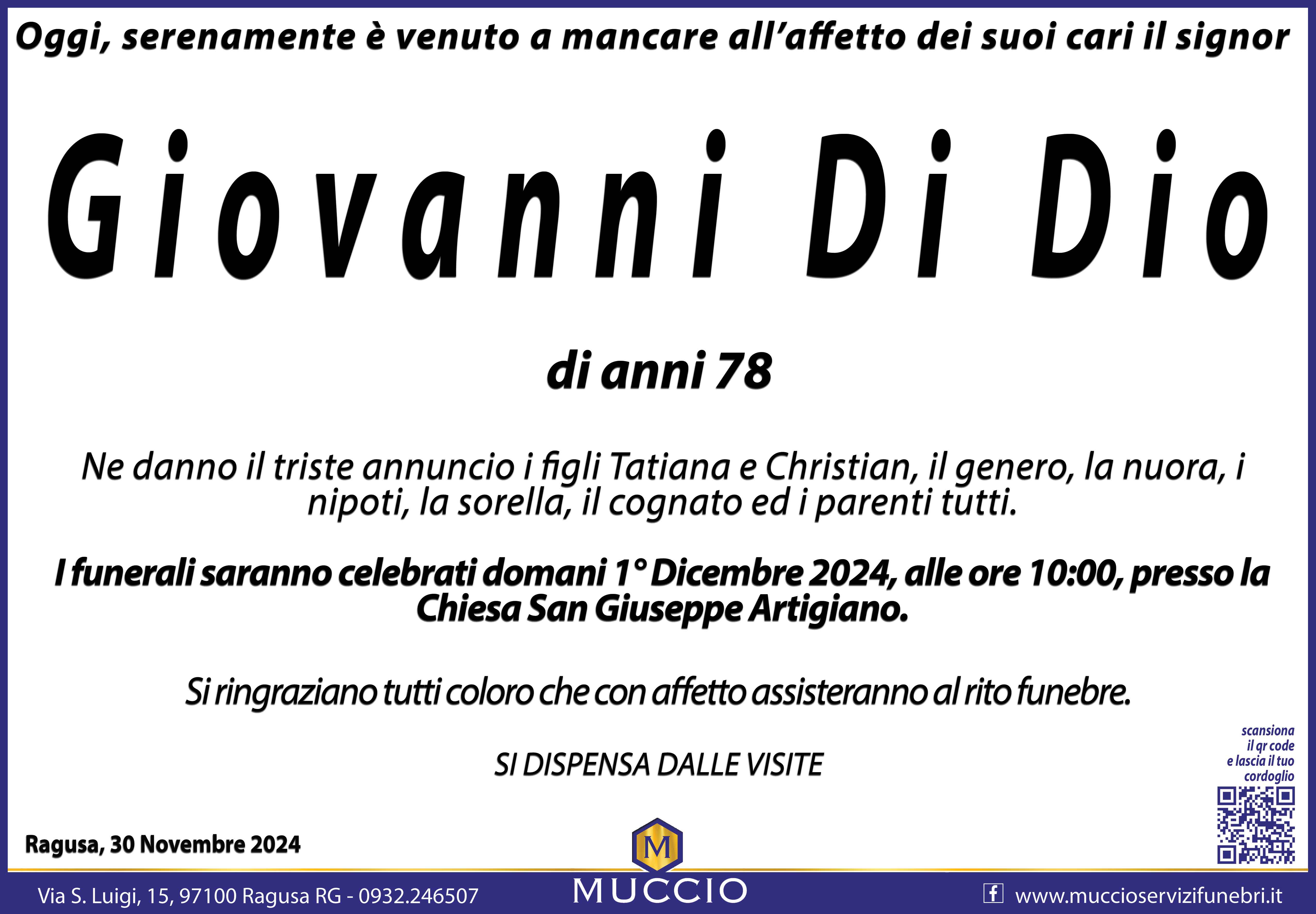 Necrologi: Giovanni Di Dio